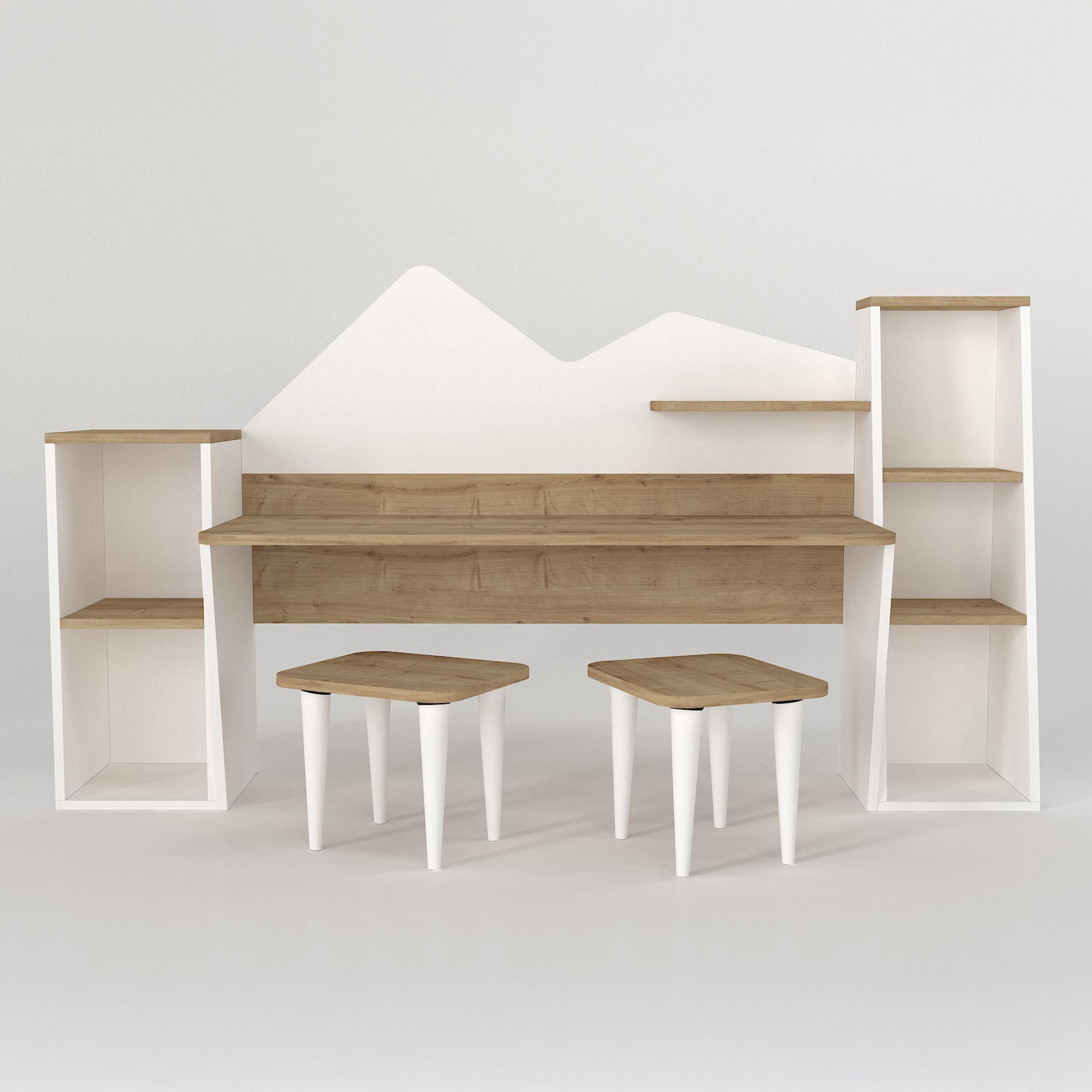 Modulix Lumos Study Desk with Bookcase and Stools-hbxfurniture-office-desks-image-6