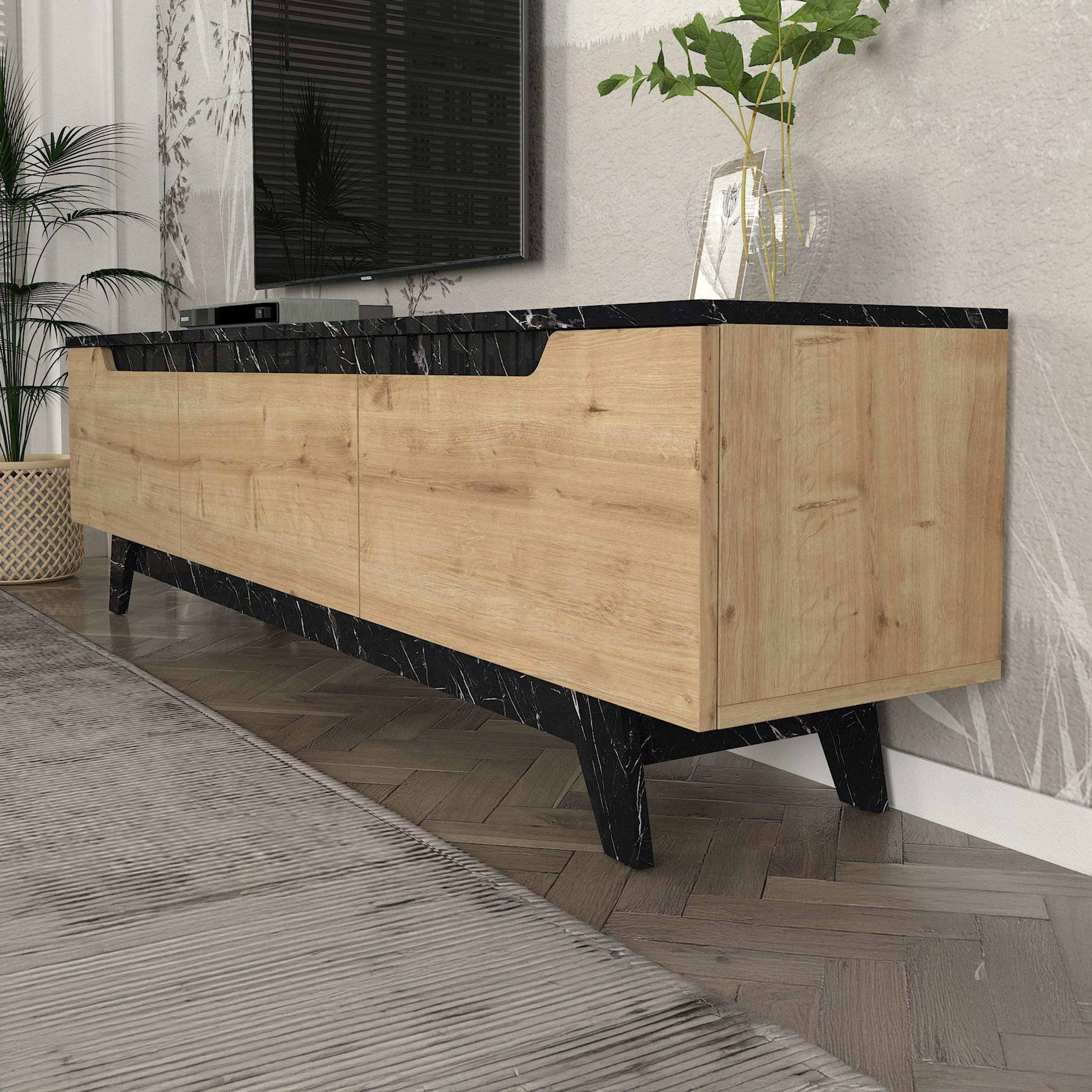 وحدة تلفزيون حتى 70 بوصة 1.8 متر بأرفف تُثبت على الحائط من مودوليكس هازل-hbxlivingroom-mediaunitsandstorage-tvunits-image-4