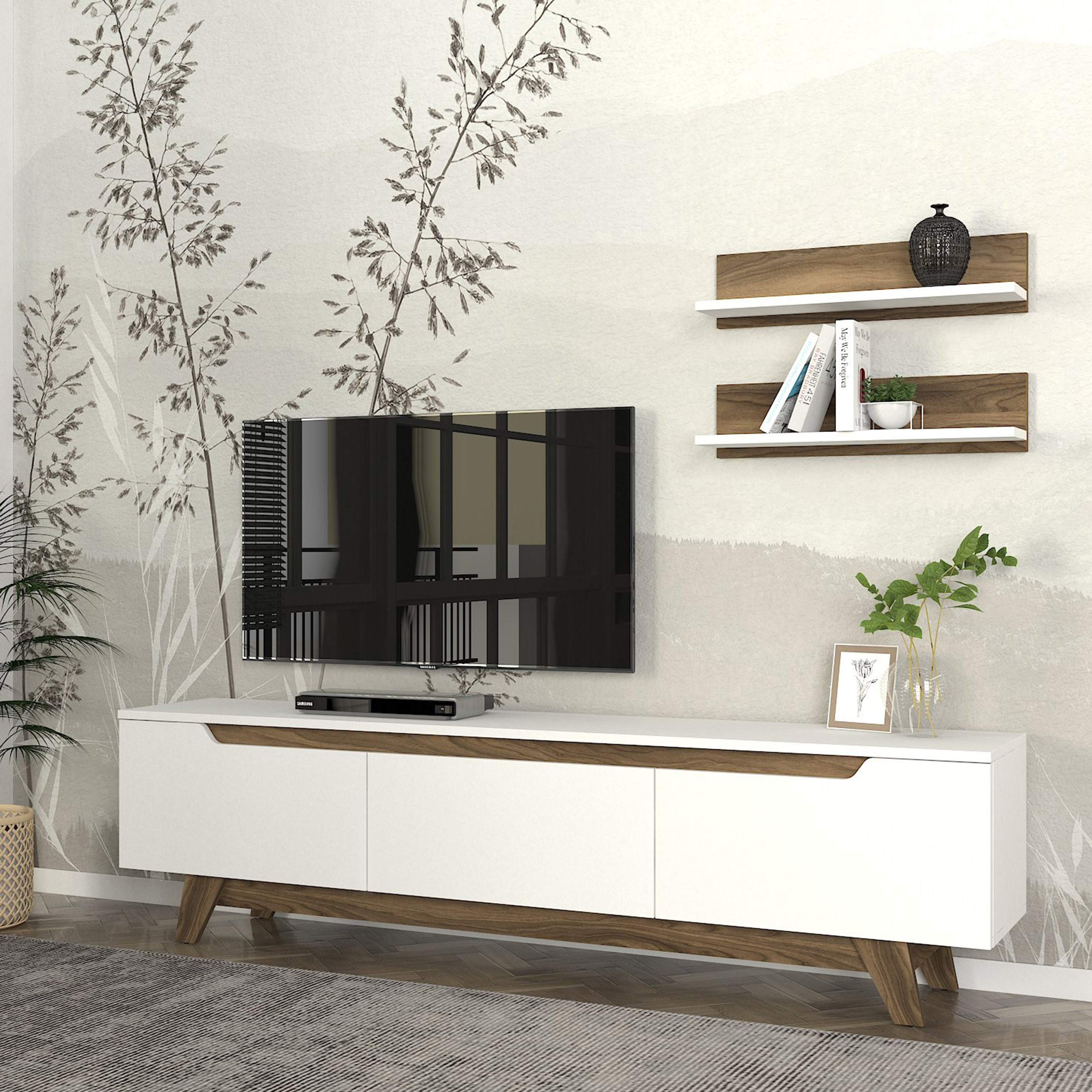 وحدة تلفزيون حتى 70 بوصة 1.8 متر بأرفف تُثبت على الحائط من مودوليكس هازل-hbxlivingroom-mediaunitsandstorage-tvunits-image-2
