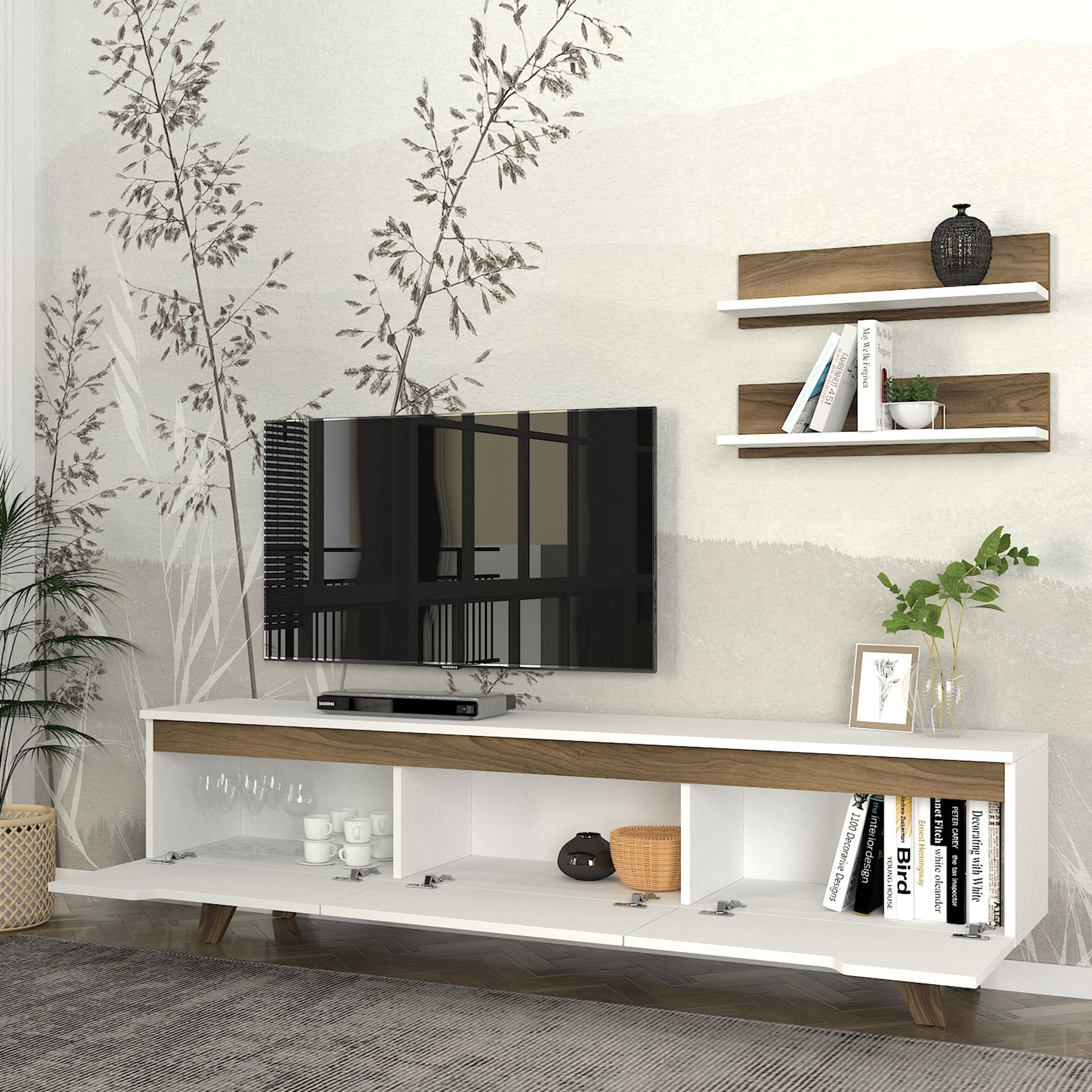 وحدة تلفزيون حتى 70 بوصة 1.8 متر بأرفف تُثبت على الحائط من مودوليكس هازل-hbxlivingroom-mediaunitsandstorage-tvunits-image-3