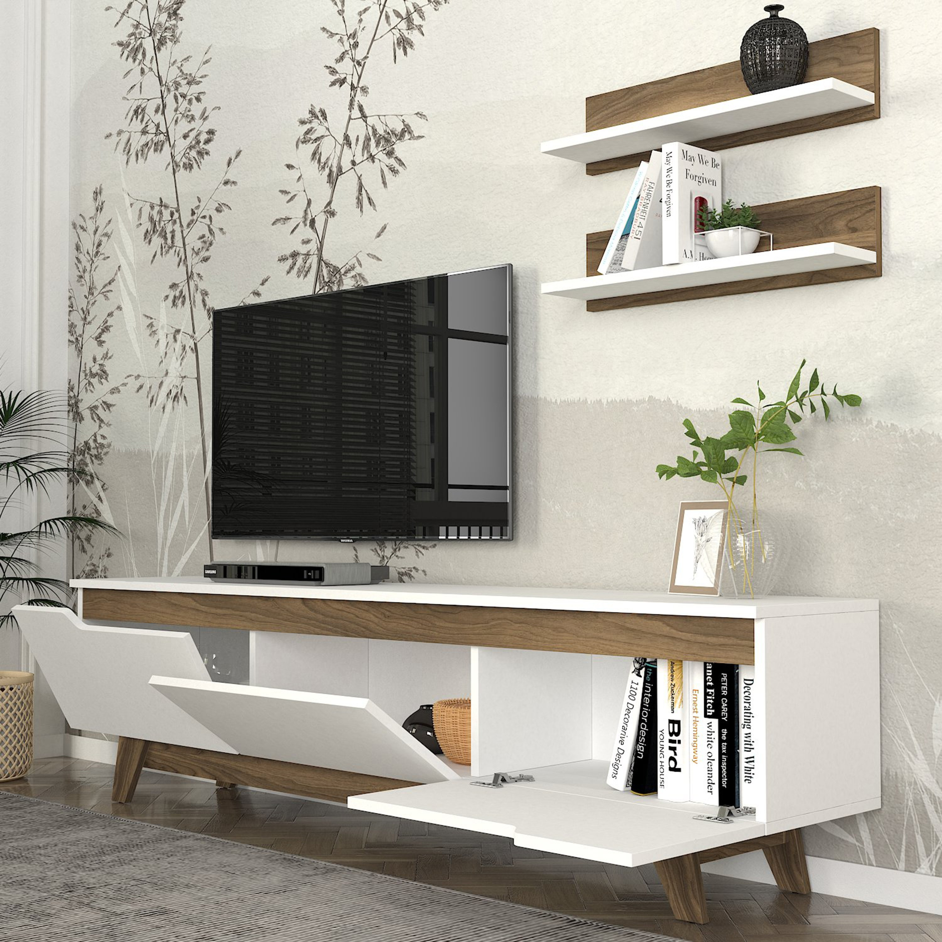 وحدة تلفزيون حتى 70 بوصة 1.8 متر بأرفف تُثبت على الحائط من مودوليكس هازل-hbxlivingroom-mediaunitsandstorage-tvunits-image-5