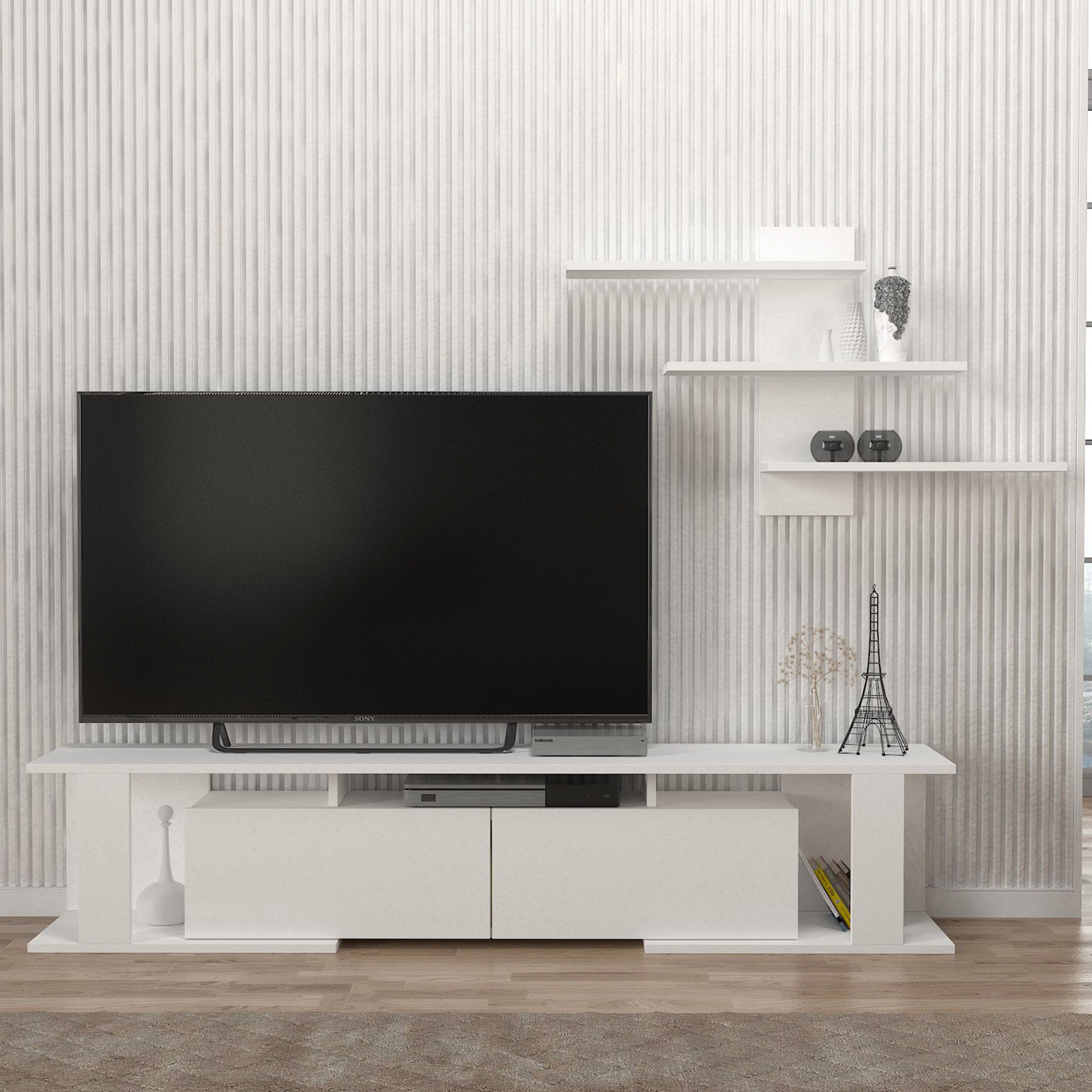 Modulix Column 1.8 Meter TV Unit with Wall Mounted Shelves for TV upto 70 inches-hbxlivingroom-mediaunitsandstorage-tvunits-image-1