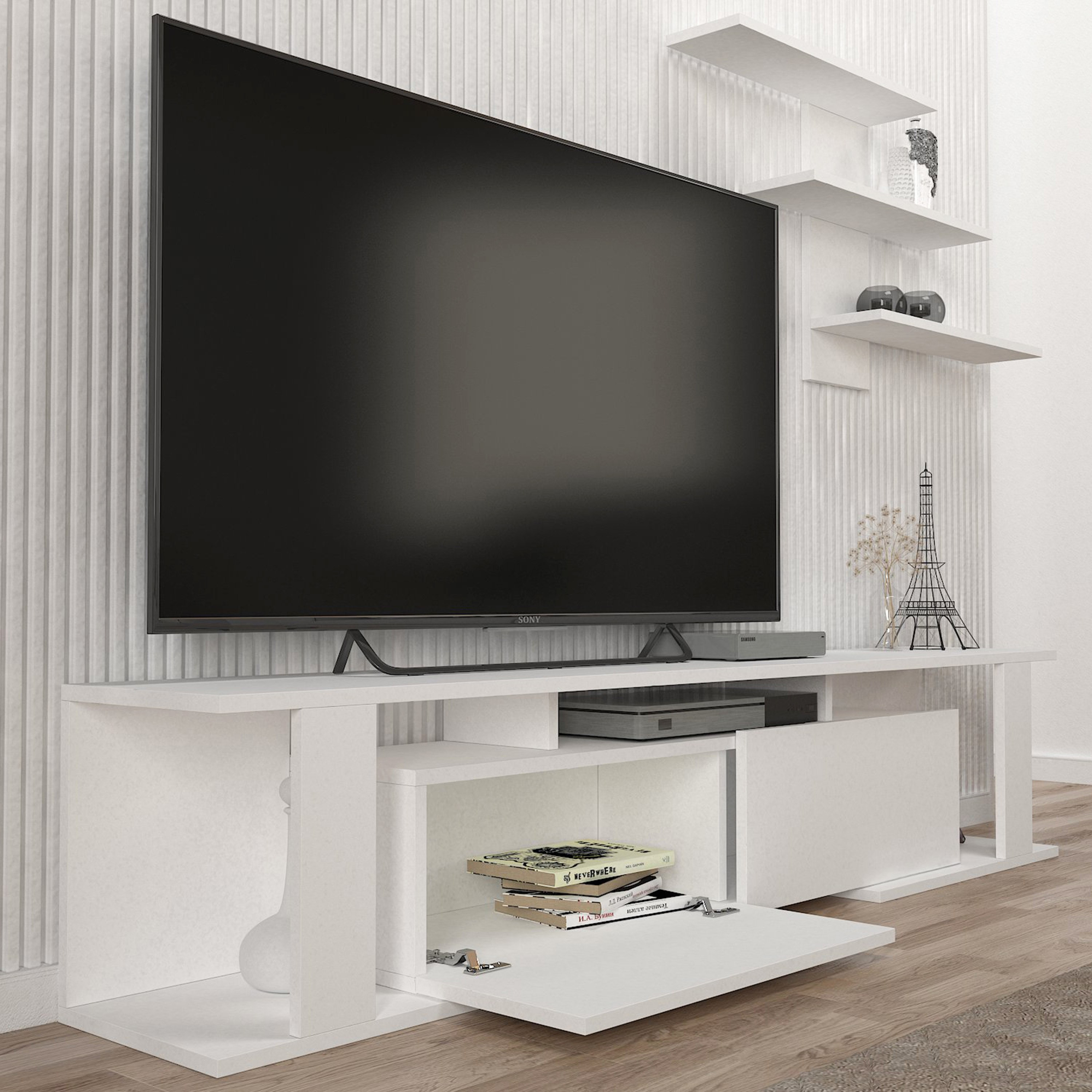 Modulix Column 1.8 Meter TV Unit with Wall Mounted Shelves for TV upto 70 inches-hbxlivingroom-mediaunitsandstorage-tvunits-image-9