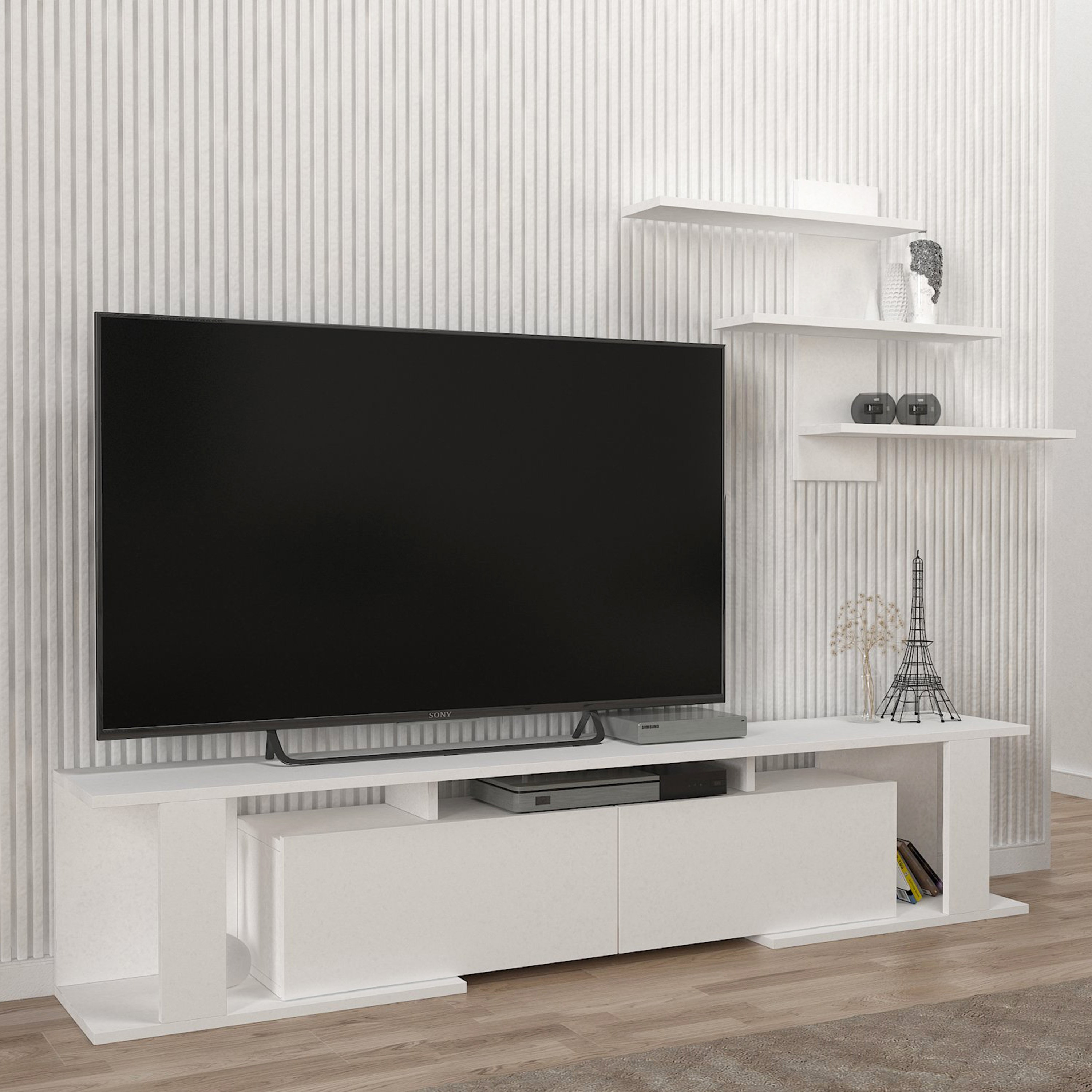 Modulix Column 1.8 Meter TV Unit with Wall Mounted Shelves for TV upto 70 inches-hbxlivingroom-mediaunitsandstorage-tvunits-image-3