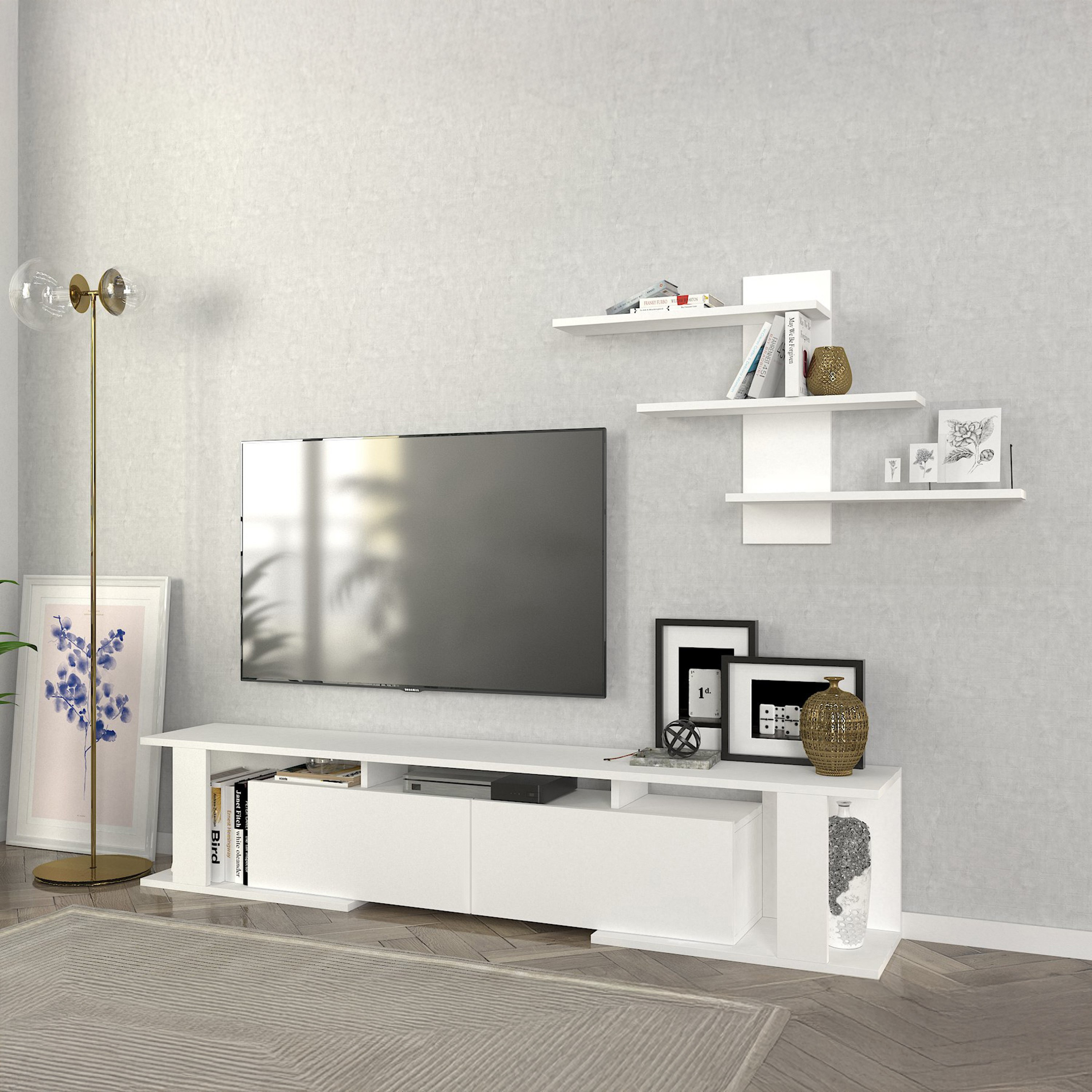Modulix Column 1.8 Meter TV Unit with Wall Mounted Shelves for TV upto 70 inches-hbxlivingroom-mediaunitsandstorage-tvunits-image-4