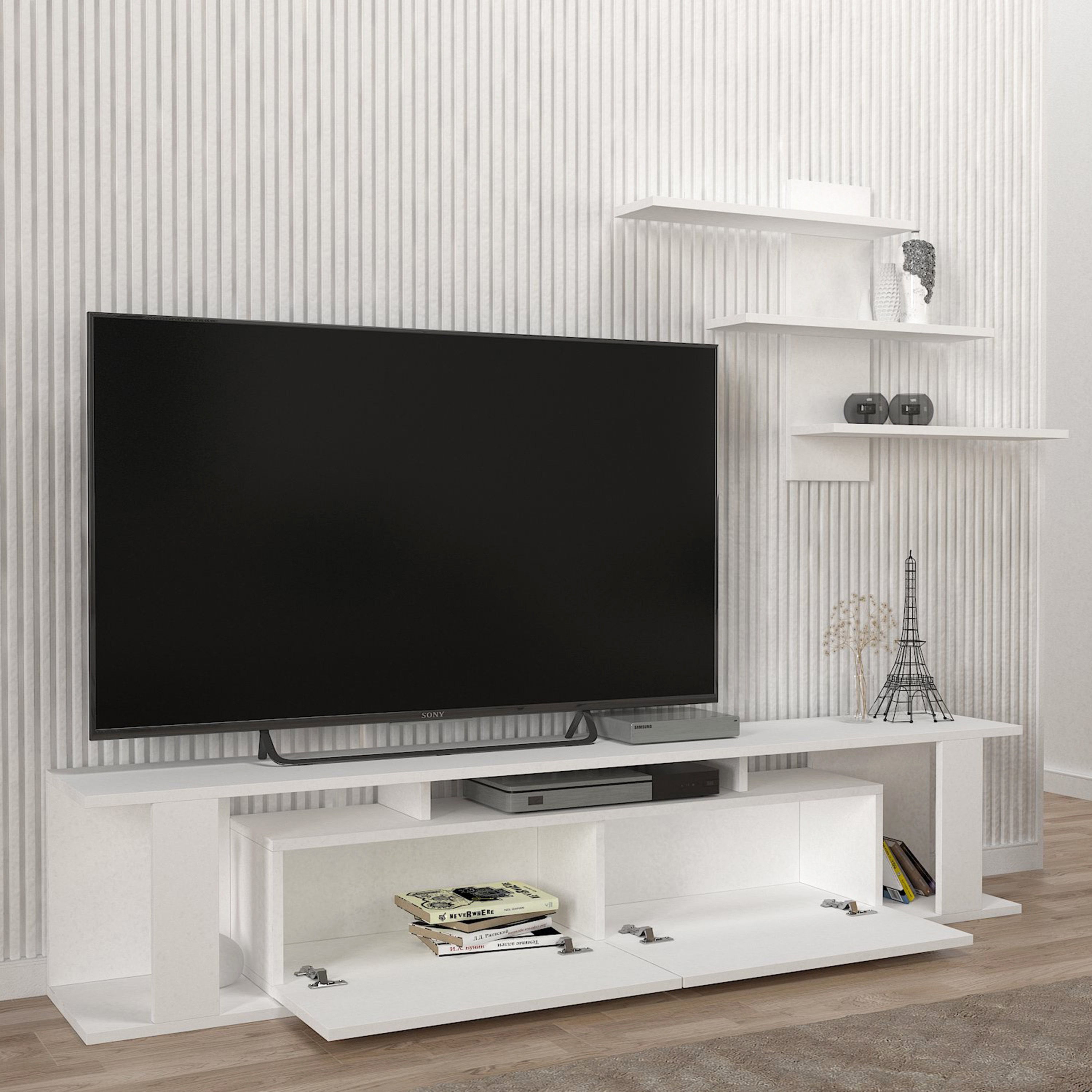 Modulix Column 1.8 Meter TV Unit with Wall Mounted Shelves for TV upto 70 inches-hbxlivingroom-mediaunitsandstorage-tvunits-image-5