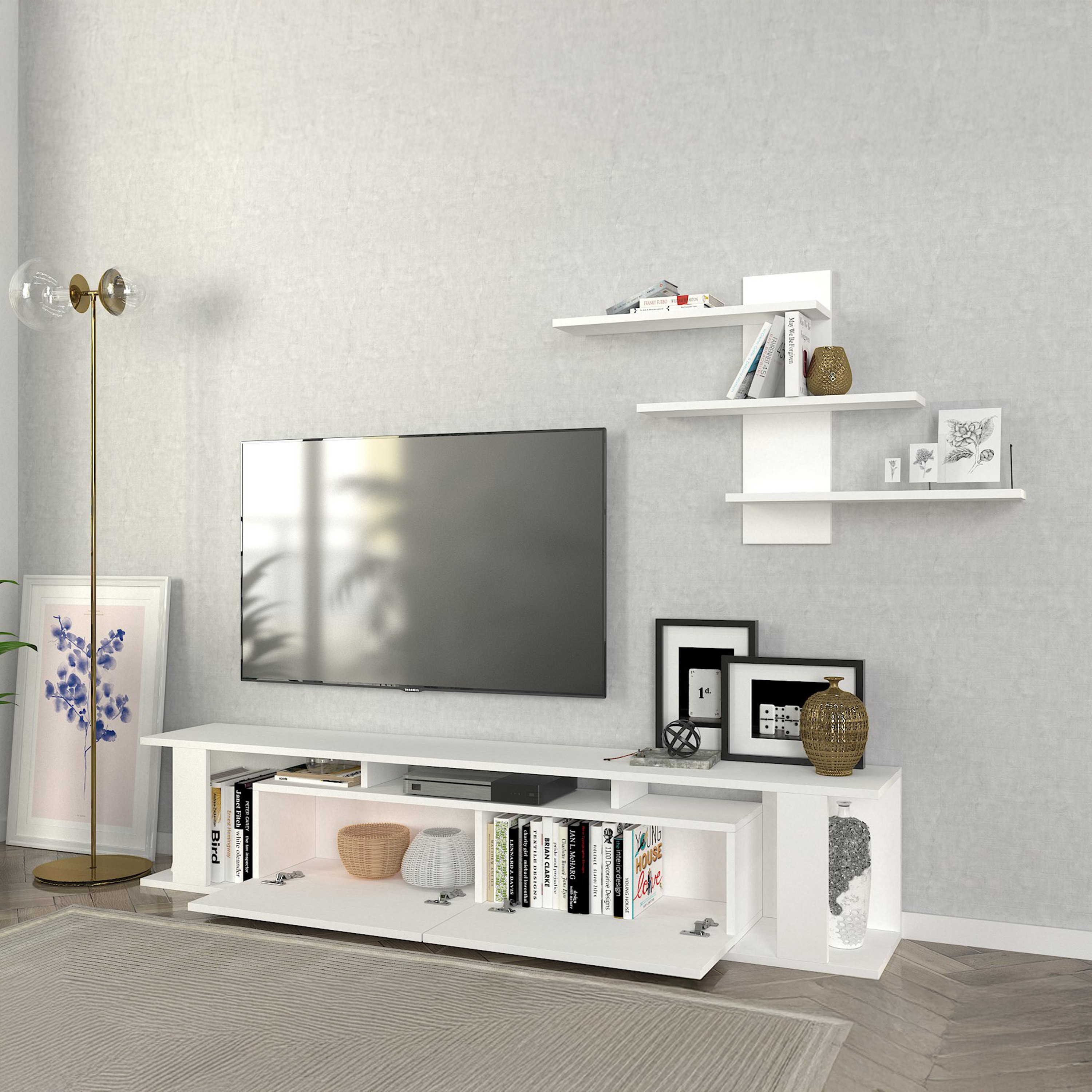 Modulix Column 1.8 Meter TV Unit with Wall Mounted Shelves for TV upto 70 inches-hbxlivingroom-mediaunitsandstorage-tvunits-image-6
