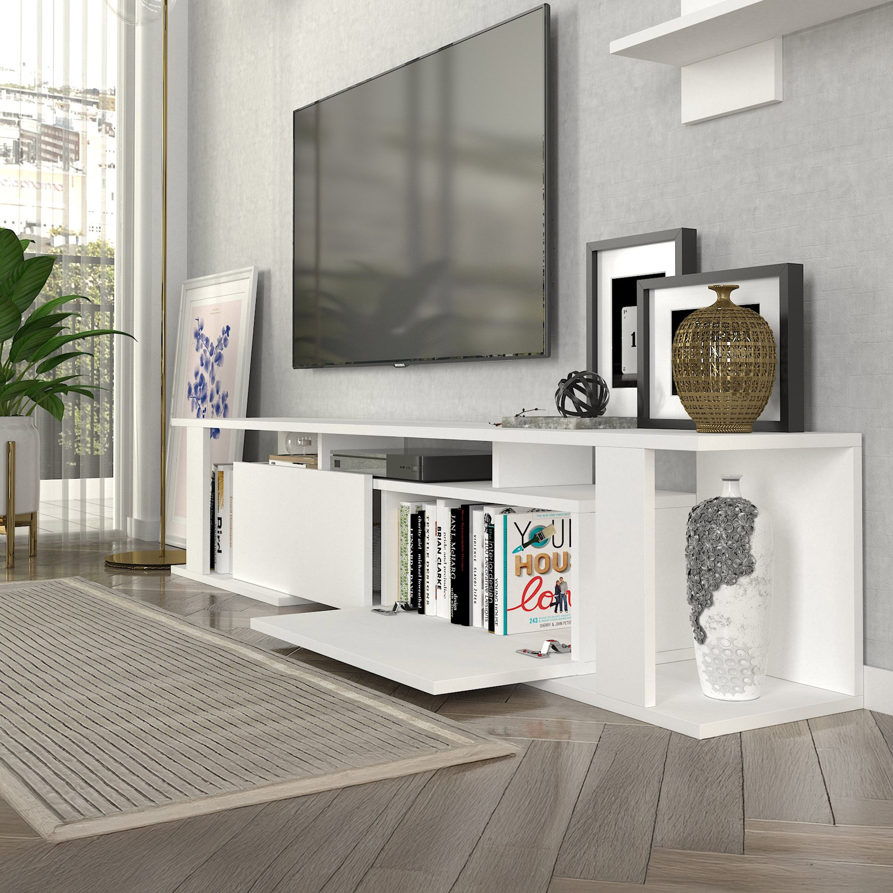 Modulix Column 1.8 Meter TV Unit with Wall Mounted Shelves for TV upto 70 inches-hbxlivingroom-mediaunitsandstorage-tvunits-image-8