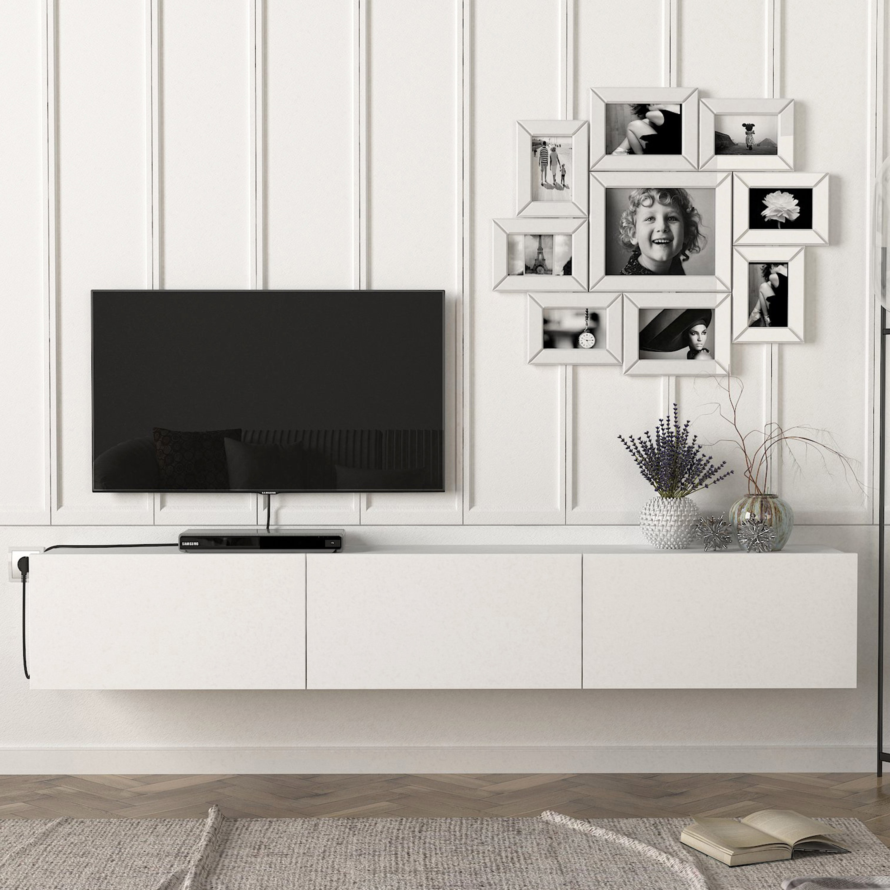 Modulix Dallas 1.8 Metre Wall Mounted TV Unit for TVs up to 75 inches-hbxlivingroom-mediaunitsandstorage-tvunits-image-1