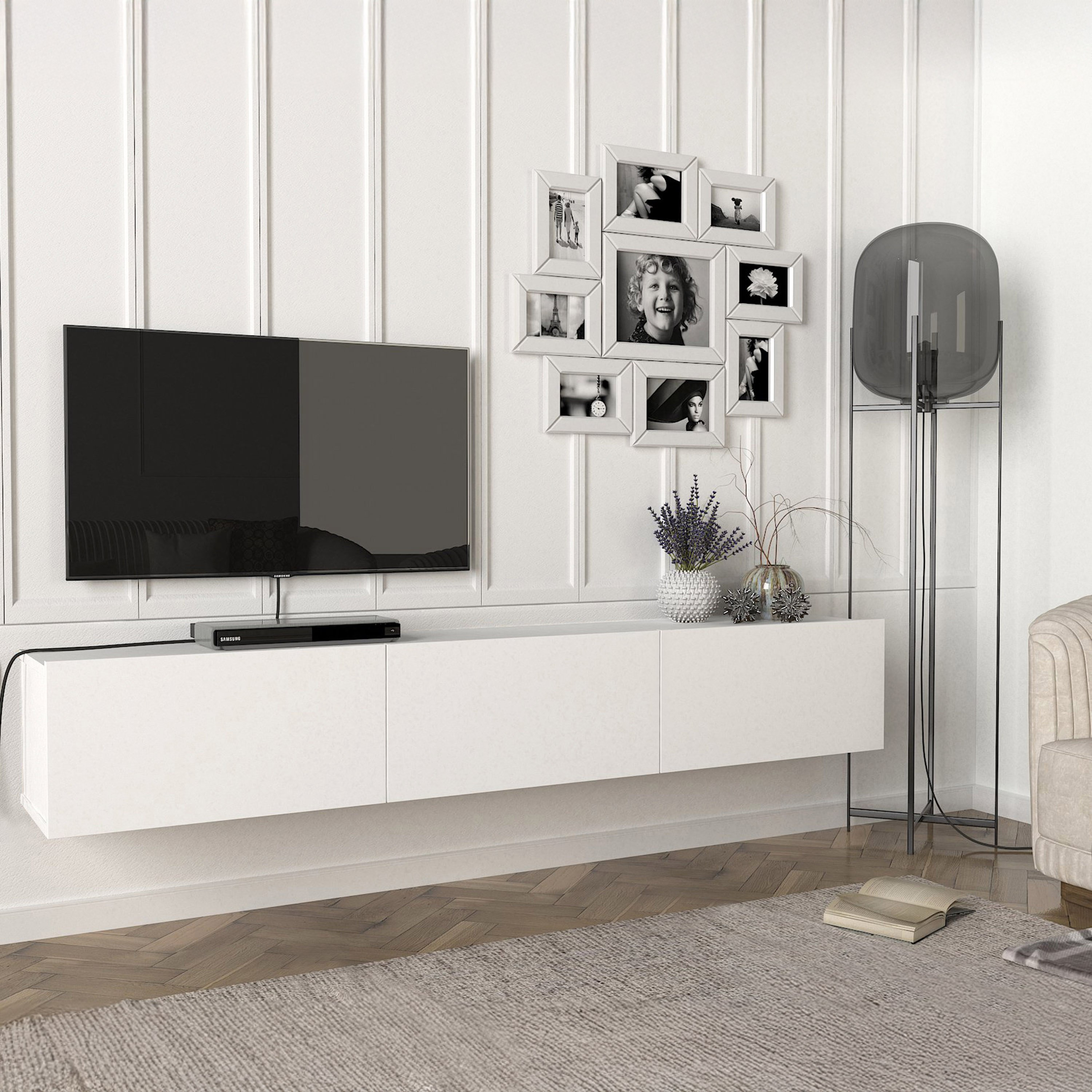 Modulix Dallas 1.8 Metre Wall Mounted TV Unit for TVs up to 75 inches-hbxlivingroom-mediaunitsandstorage-tvunits-image-2