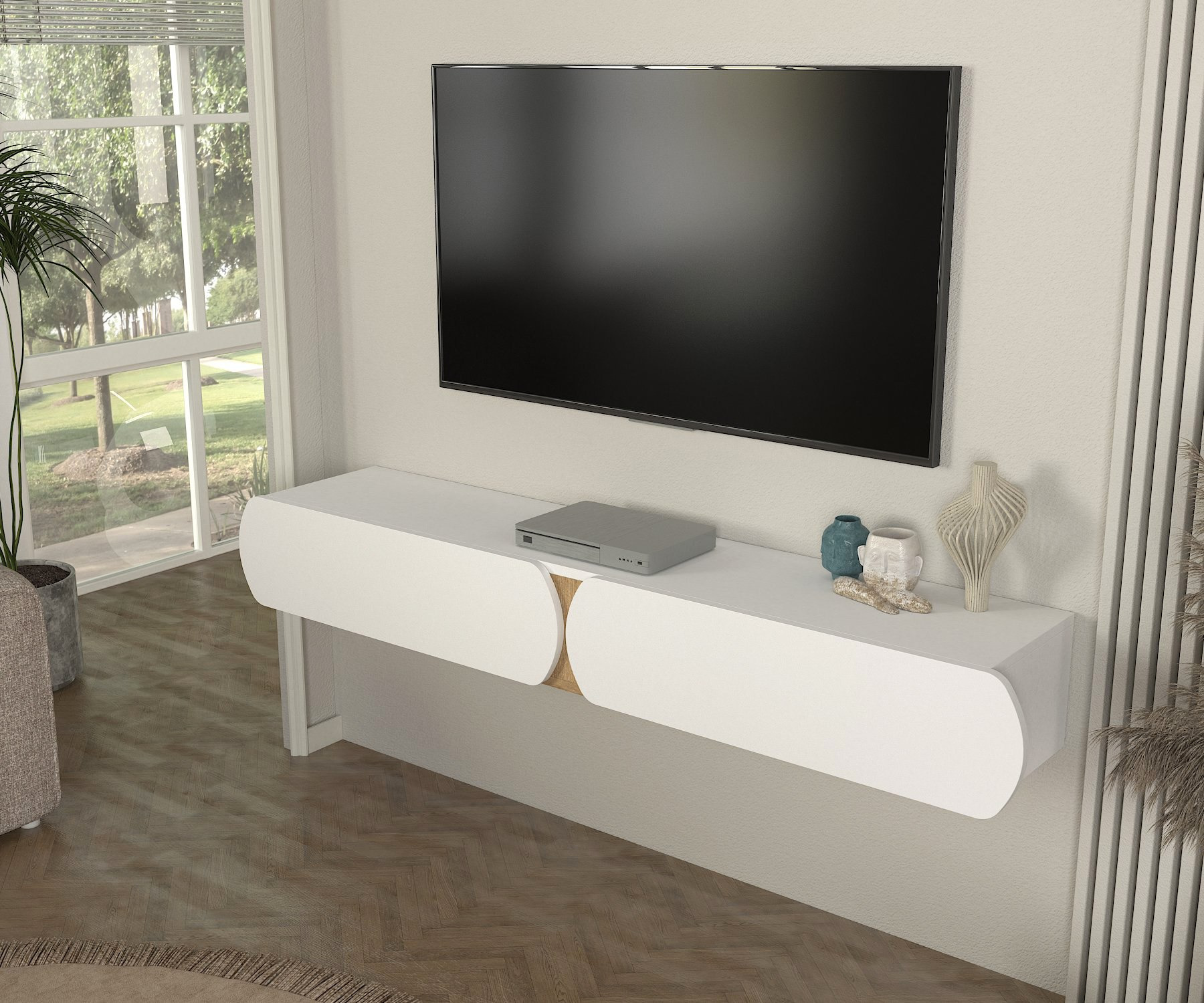 Modulix Ella 1.5 Metre Wall Mounted TV Unit for TVs up to 75 inches-hbxlivingroom-mediaunitsandstorage-tvunits-image-2