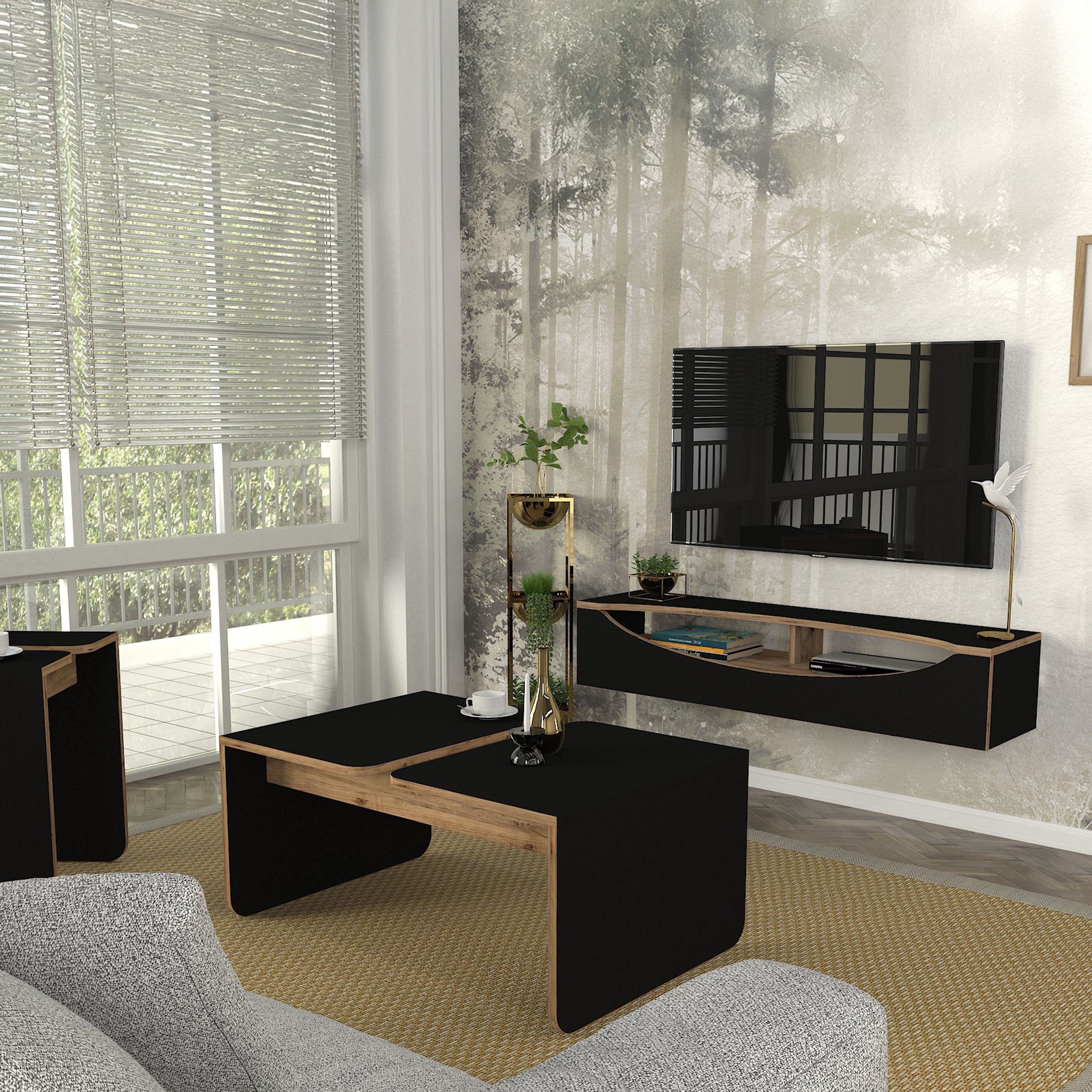 وحدة تلفزيون مثبتة على الحائط 1.2 متر للتلفزيونات حتى 75 بوصة جيزا من موديوليكس-hbxlivingroom-mediaunitsandstorage-tvunits-image-3