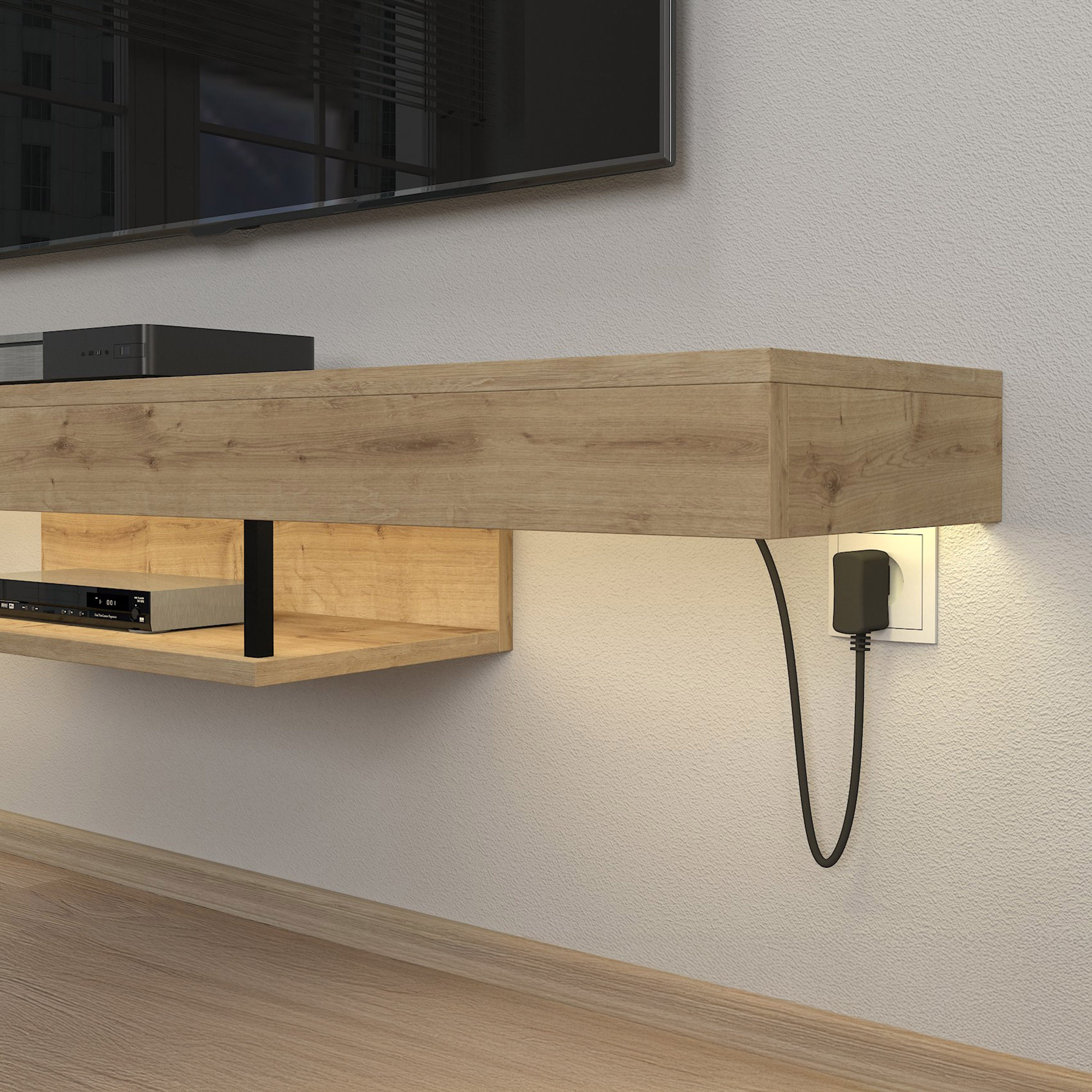 Modulix Alba 1.5 Metre Wall Mounted TV Unit with LED for TVs up to 75 inches-hbxlivingroom-mediaunitsandstorage-tvunits-image-5