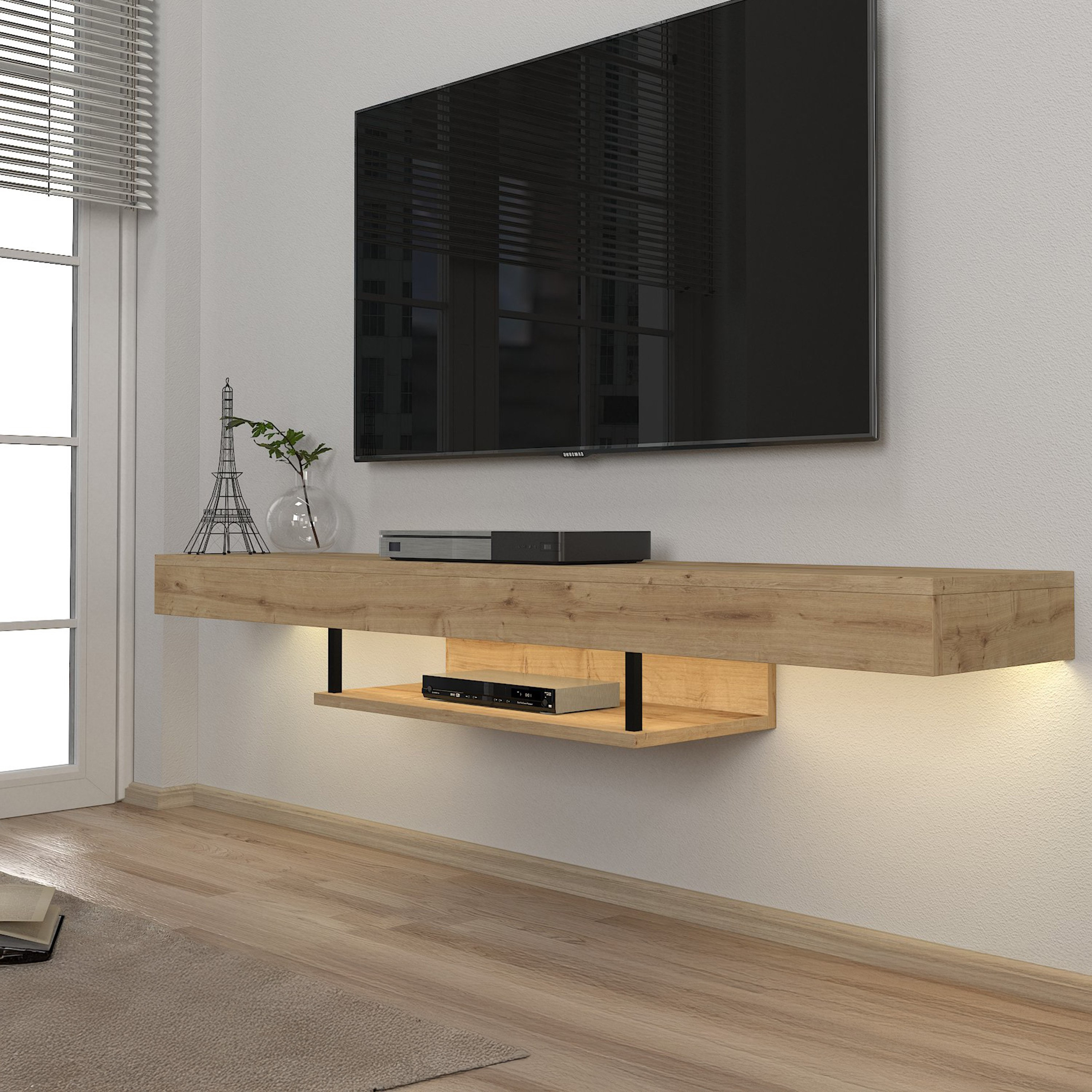 Modulix Alba 1.5 Metre Wall Mounted TV Unit with LED for TVs up to 75 inches-hbxlivingroom-mediaunitsandstorage-tvunits-image-3