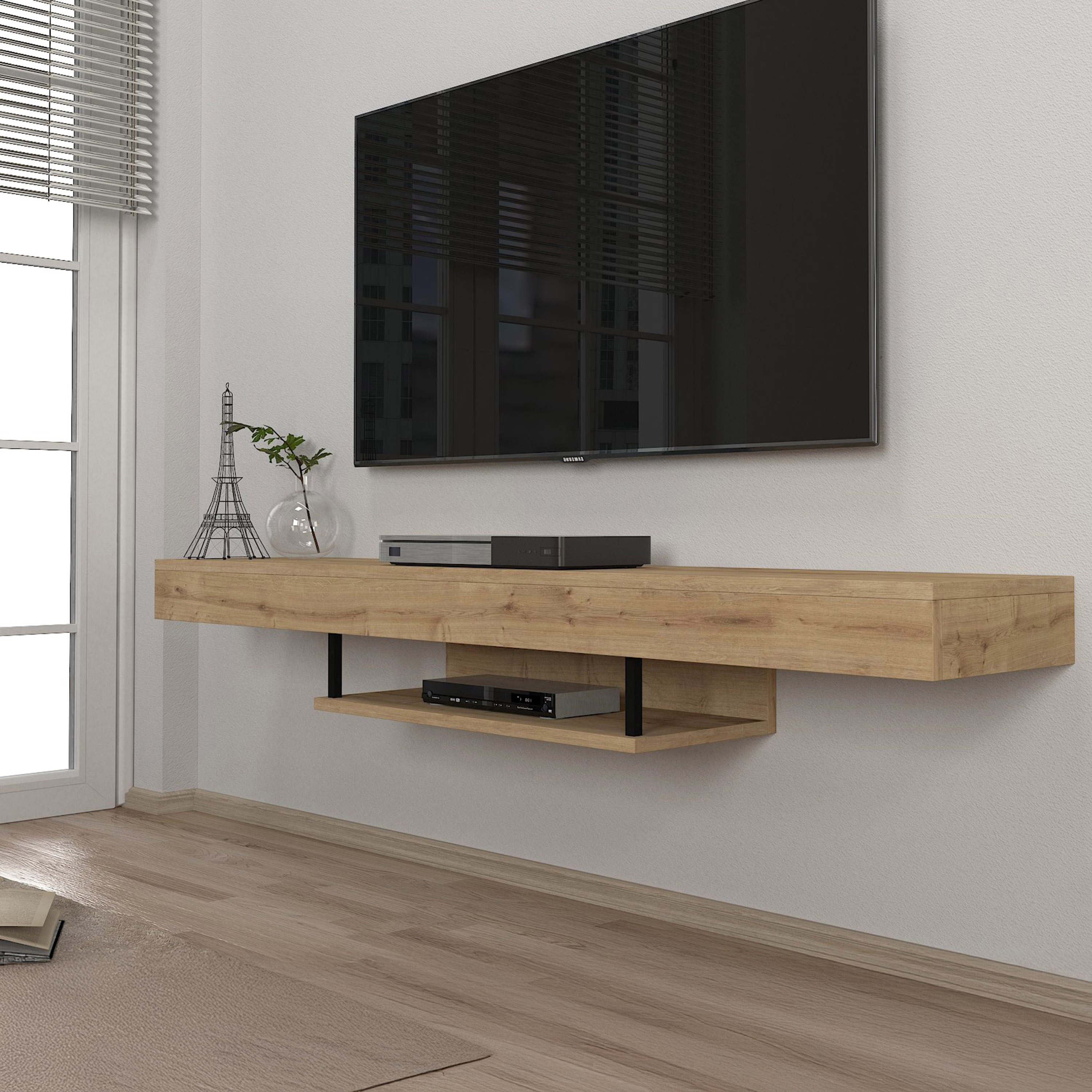 Modulix Alba 1.5 Metre Wall Mounted TV Unit with LED for TVs up to 75 inches-hbxlivingroom-mediaunitsandstorage-tvunits-image-4