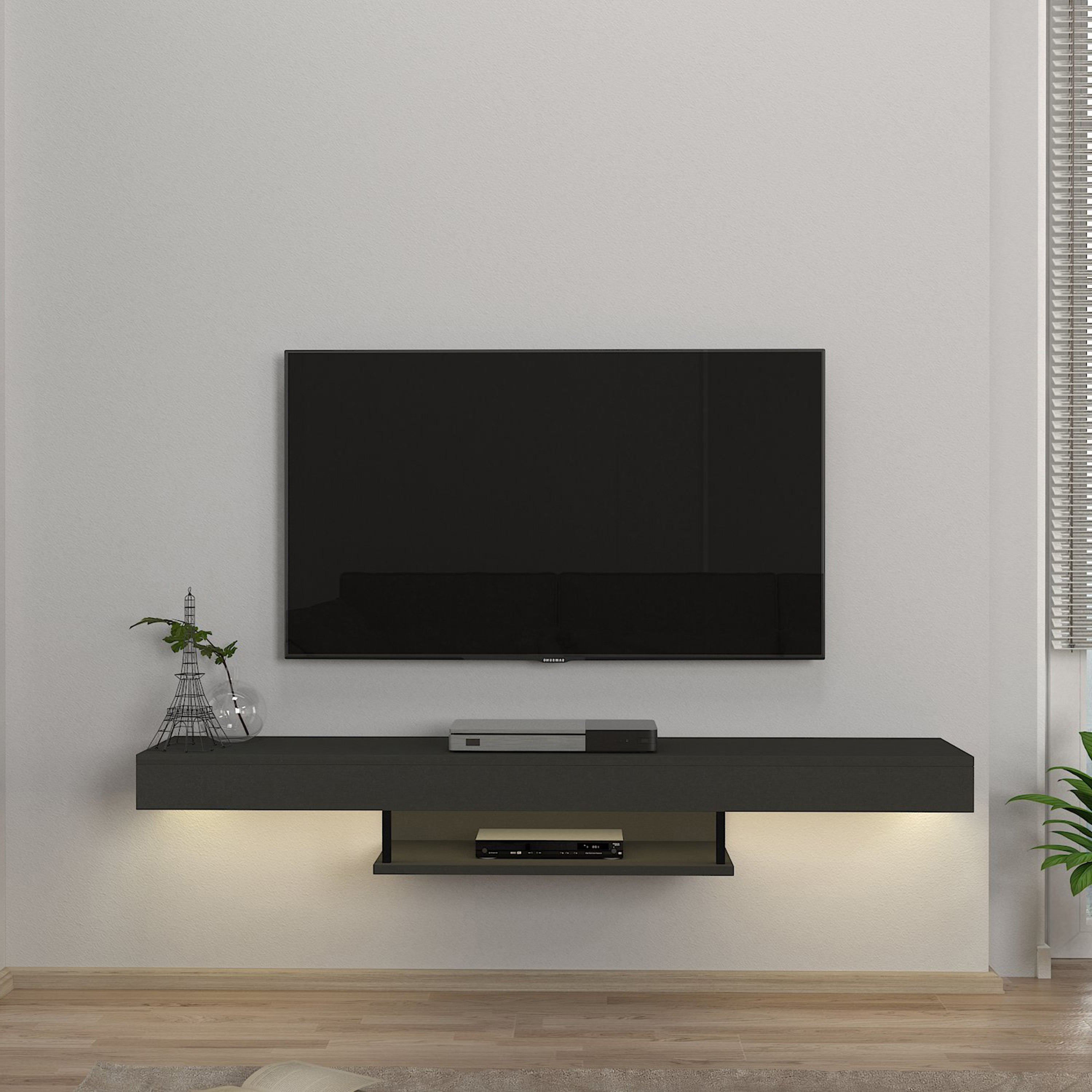 Modulix Alba 1.5 Meter Wall Mounted TV Unit with LED for TVs upto 65 inches-hbxlivingroom-mediaunitsandstorage-tvunits-image-1