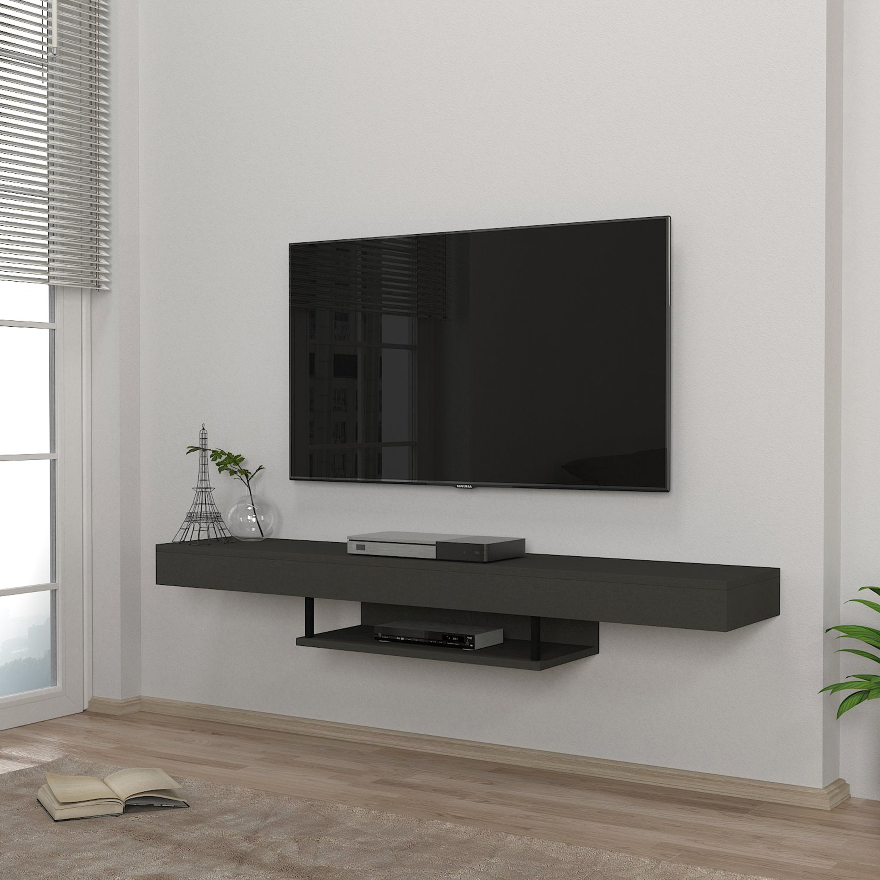 Modulix Alba 1.5 Meter Wall Mounted TV Unit with LED for TVs upto 65 inches-hbxlivingroom-mediaunitsandstorage-tvunits-image-2