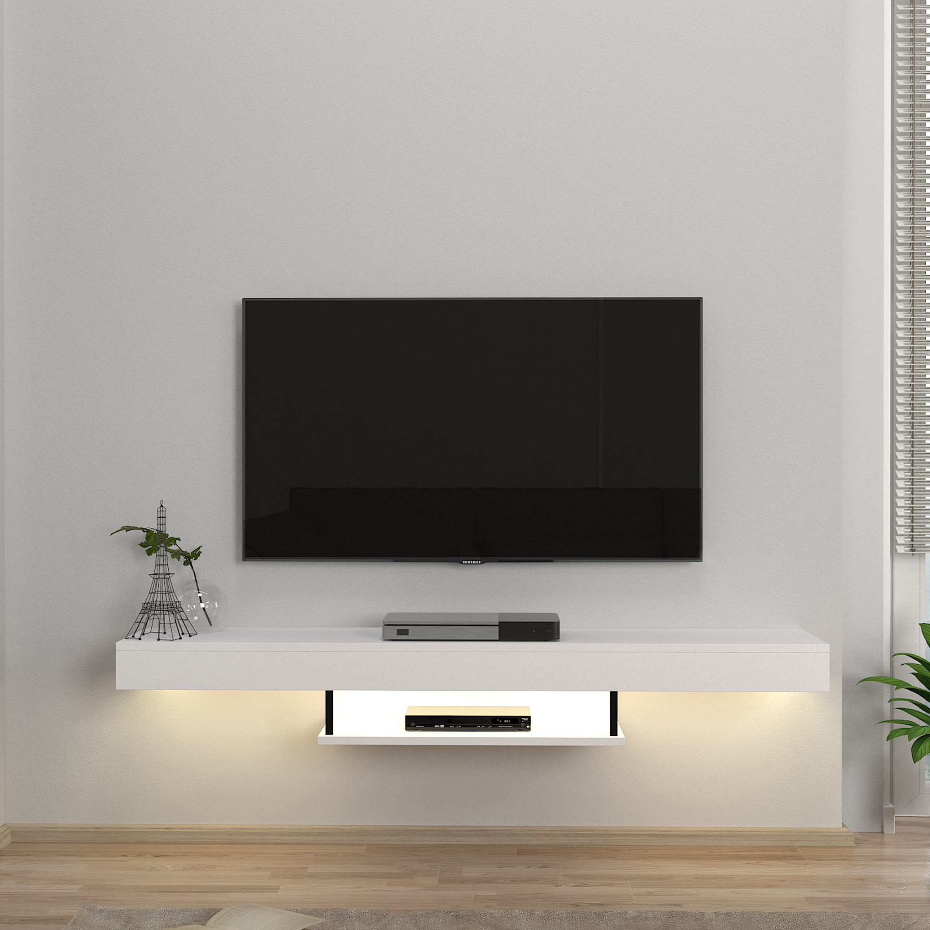 Modulix Alba 1.5 Meter Wall Mounted TV Unit with LED for TVs upto 65 inches-hbxlivingroom-mediaunitsandstorage-tvunits-image-1