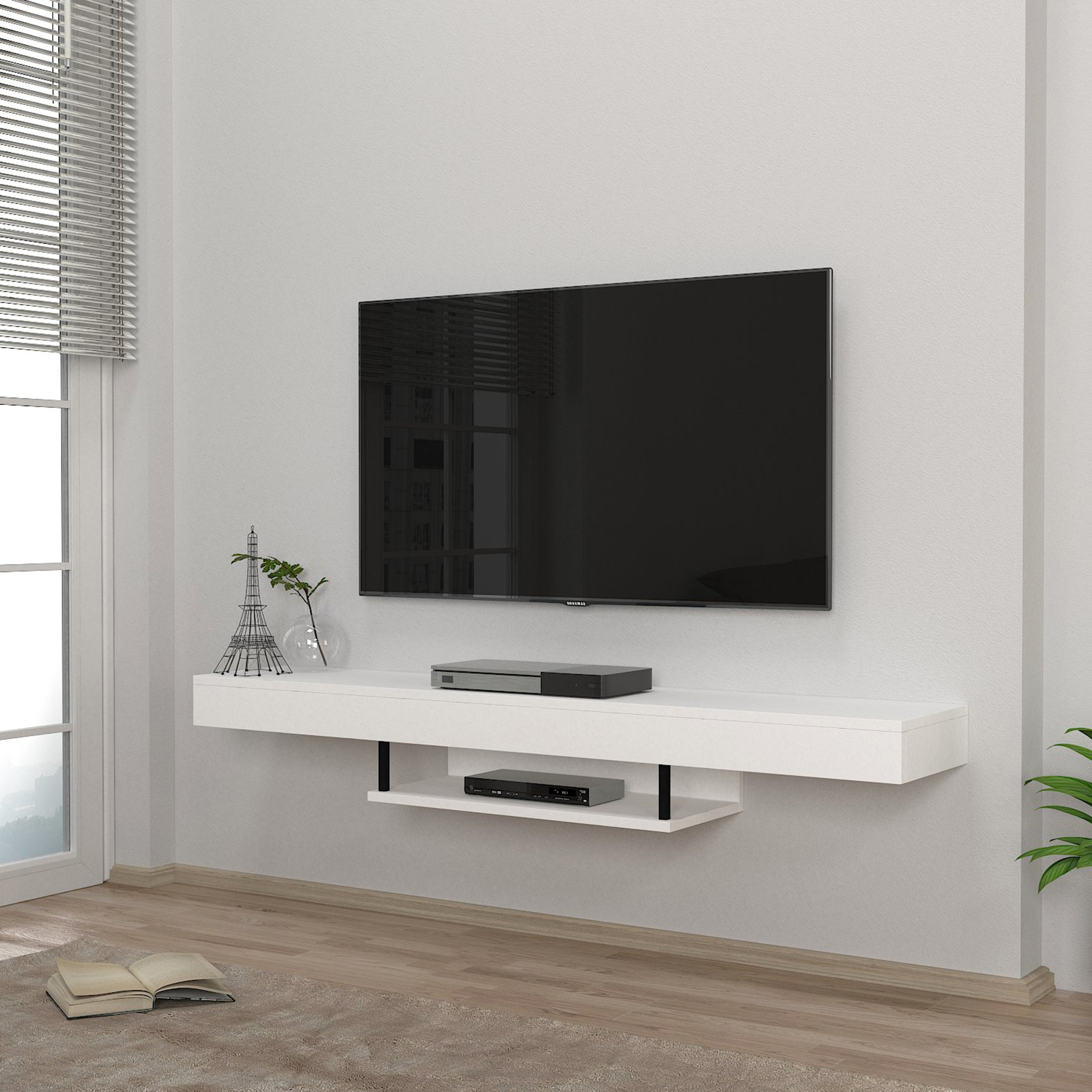 Modulix Alba 1.5 Meter Wall Mounted TV Unit with LED for TVs upto 65 inches-hbxlivingroom-mediaunitsandstorage-tvunits-image-2