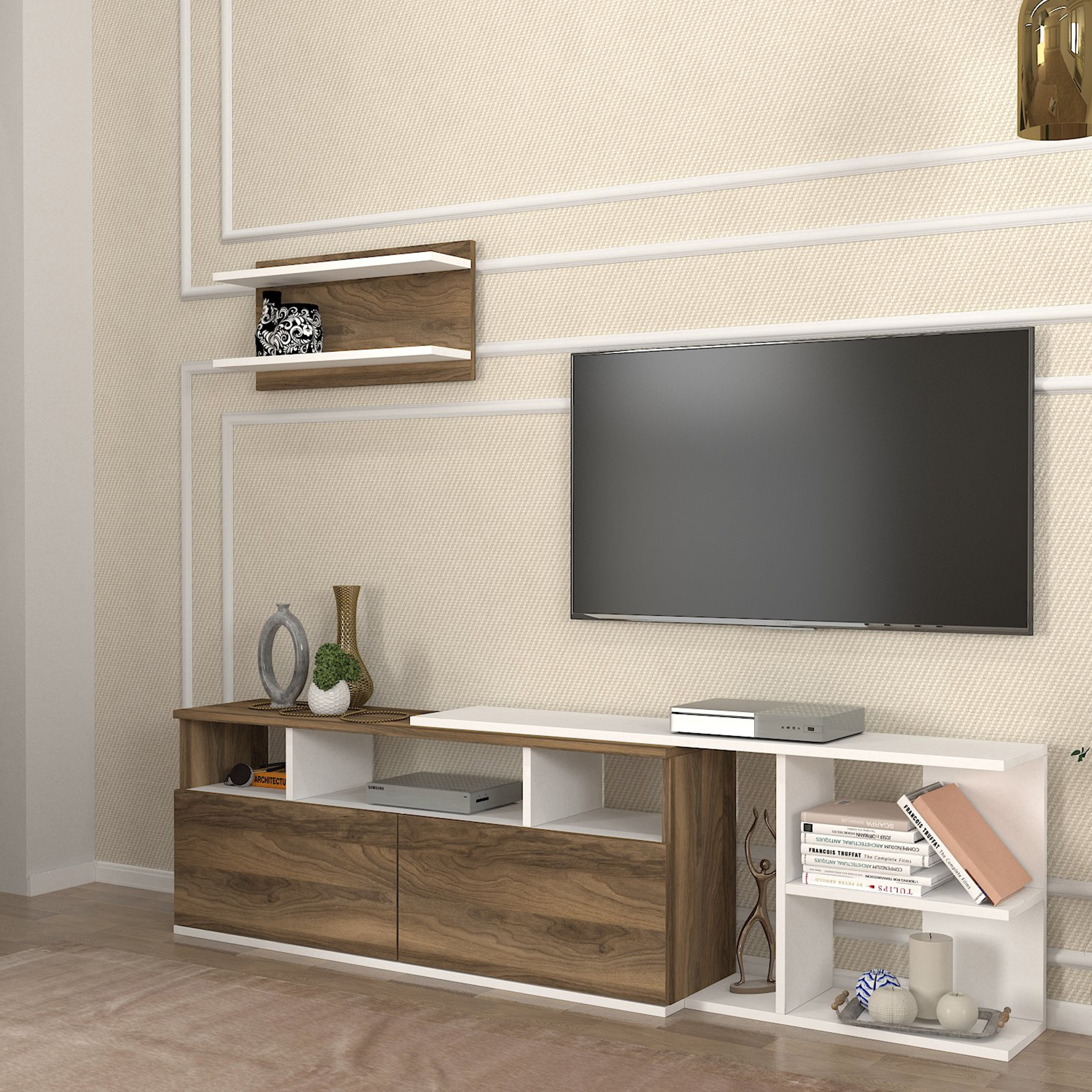 Modulix Aspin 1.8 Meter 1-Door TV Unit with Wall Mounted Shelf for TVs upto 70 inches-hbxlivingroom-mediaunitsandstorage-tvunits-image-2