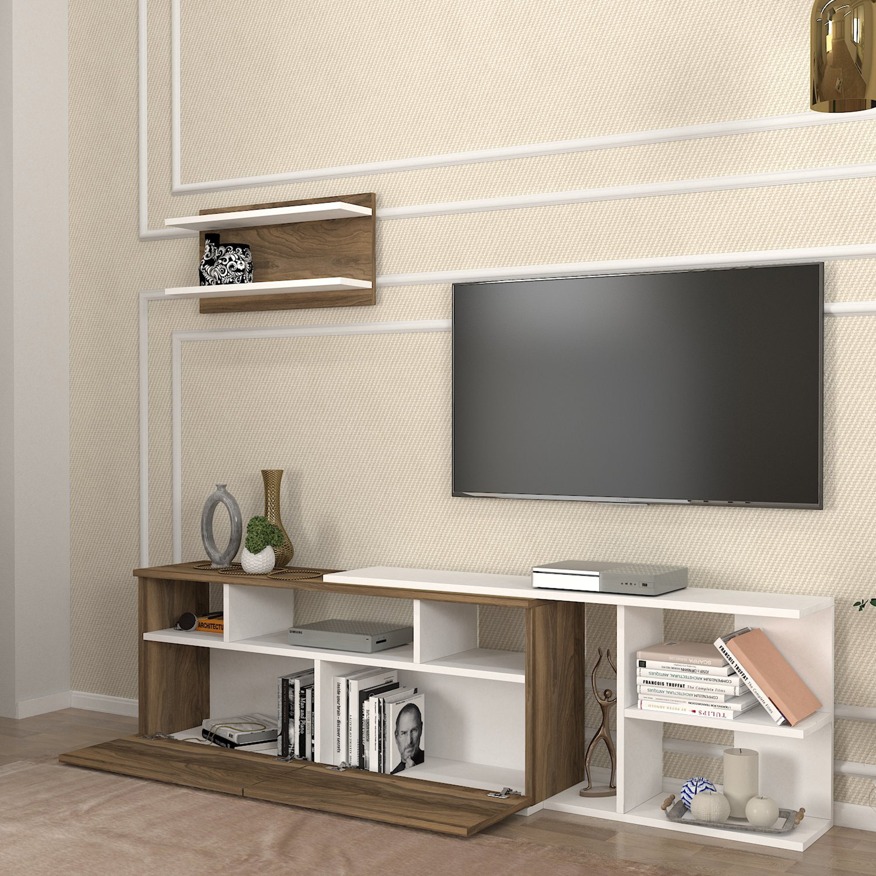 Modulix Aspin 1.8 Meter 1-Door TV Unit with Wall Mounted Shelf for TVs upto 70 inches-hbxlivingroom-mediaunitsandstorage-tvunits-image-3