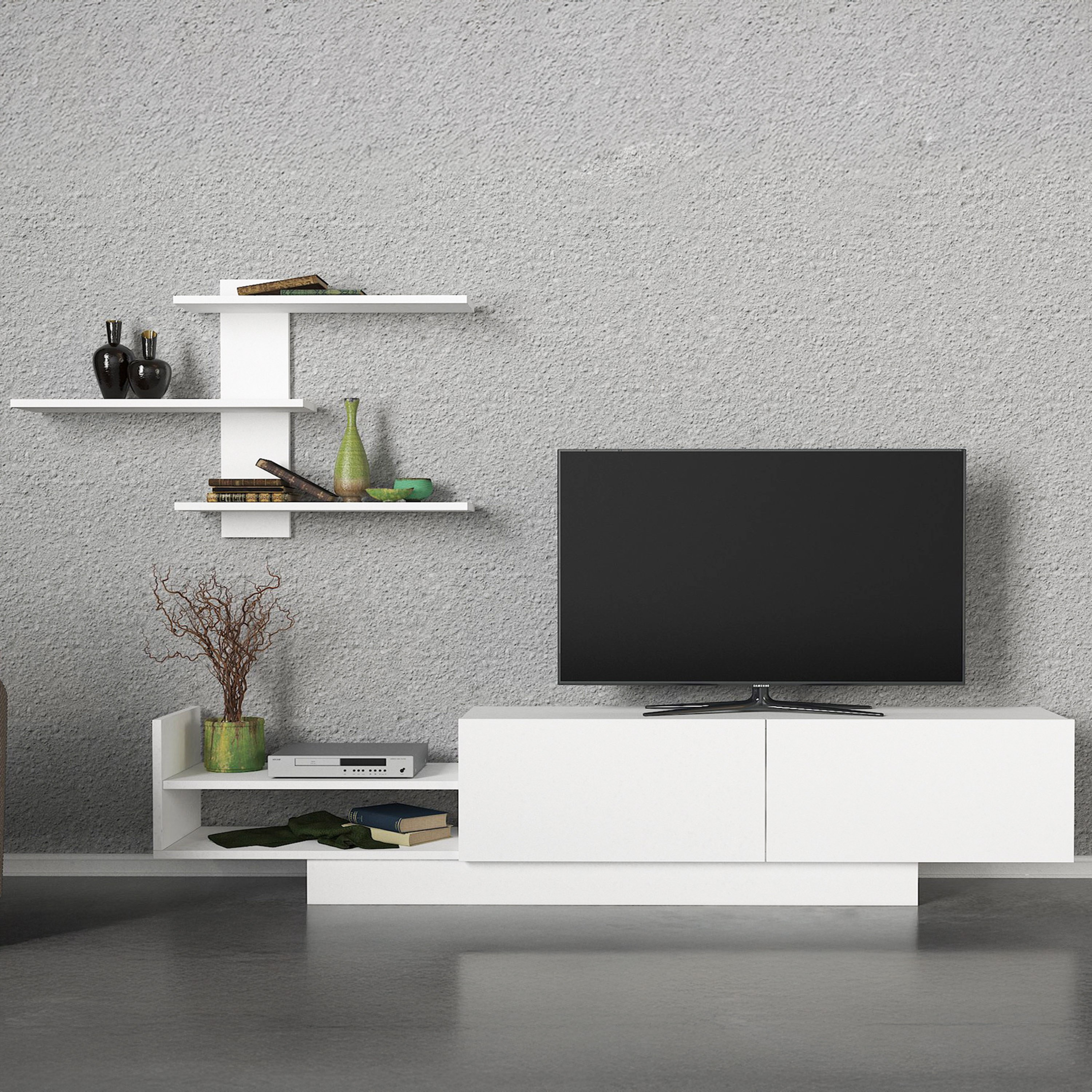 وحدة تلفزيون حتى 70 بوصة 1.8 متر ببابين ورف يُثبت على الحائط من مودوليكس أنجوس-hbxlivingroom-mediaunitsandstorage-tvunits-image-1