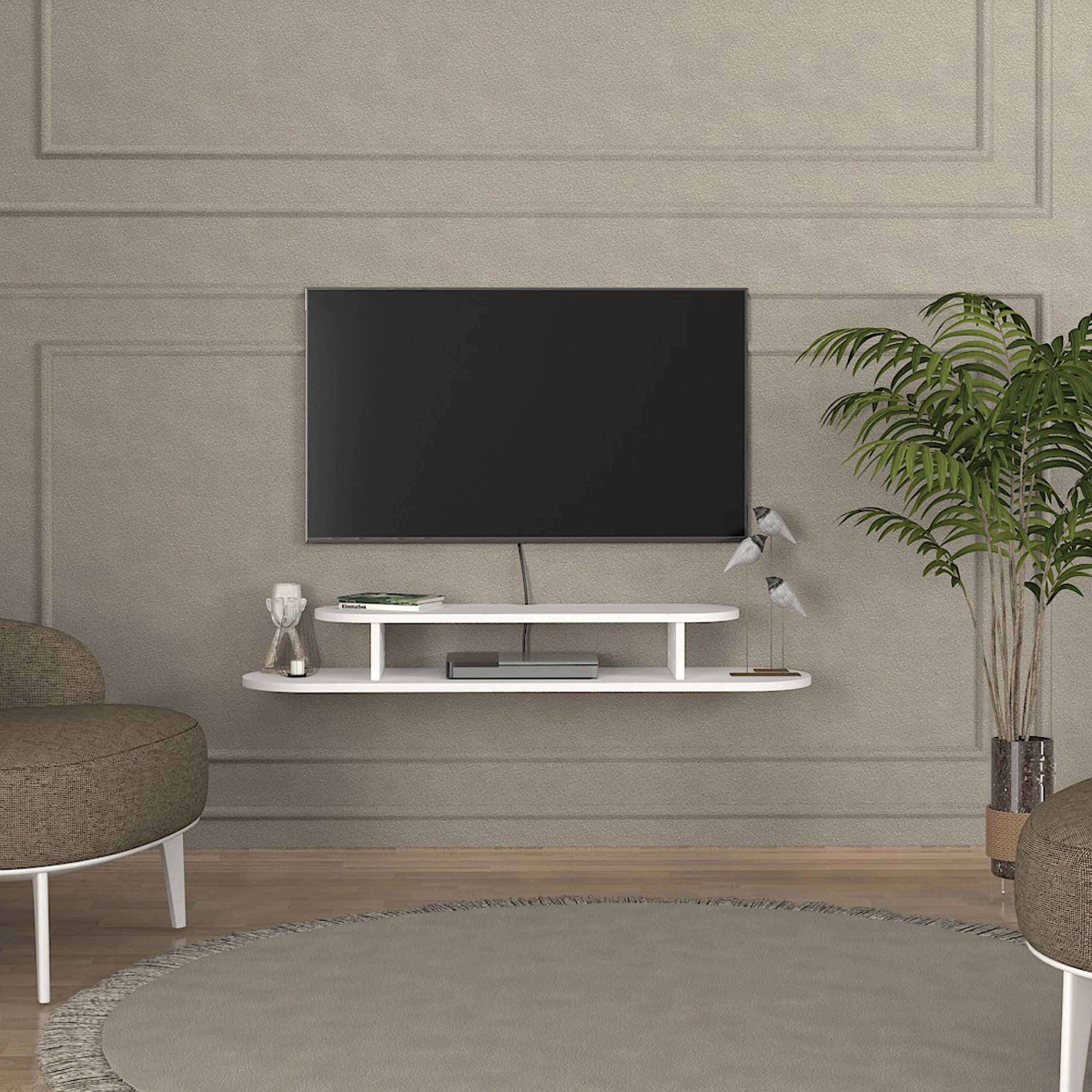 Modulix Ivan 1.2 Metre Wall Mounted TV Unit for TVs up to 75 inches-hbxlivingroom-mediaunitsandstorage-tvunits-image-1