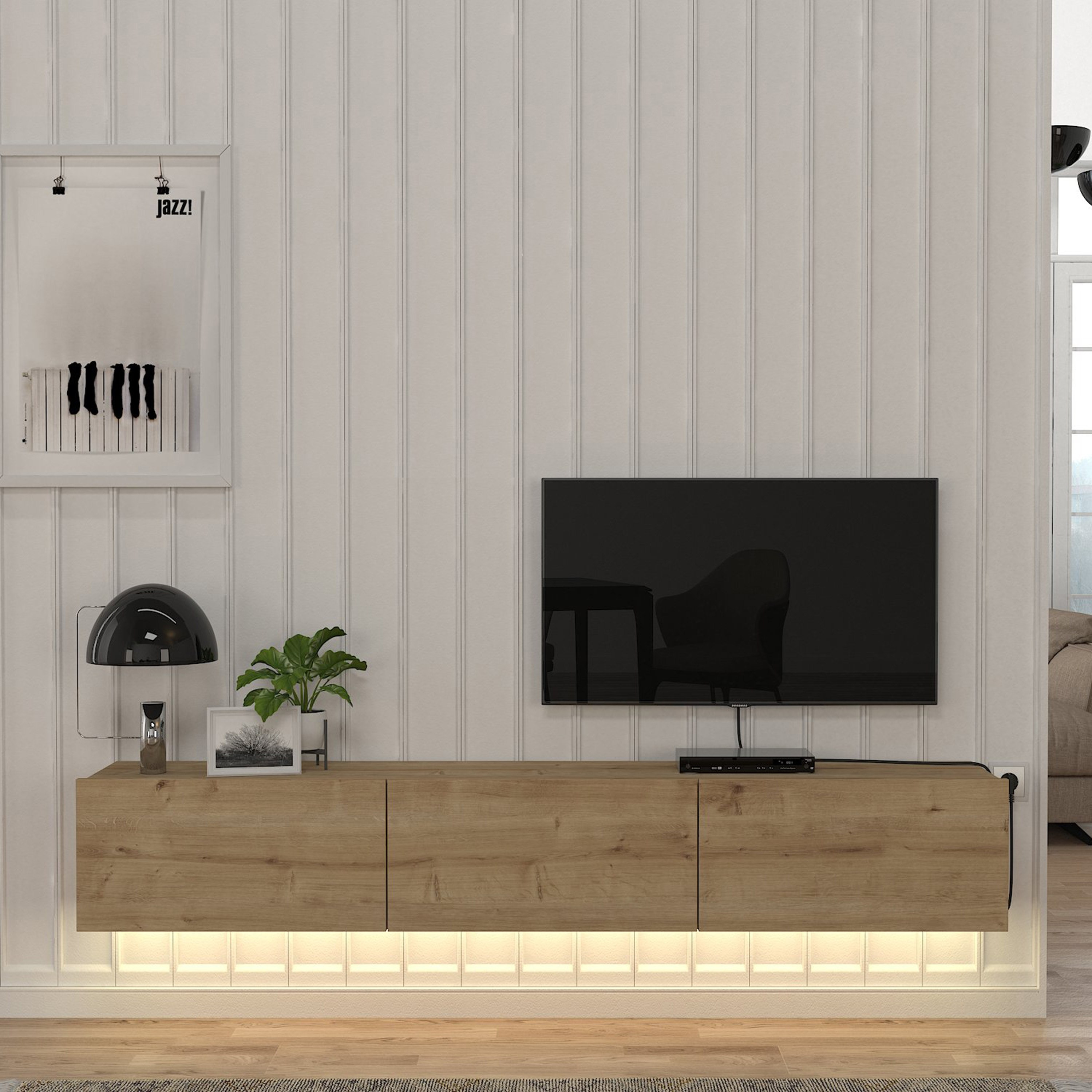 وحدة تلفزيون حتى 70 بوصة 1.8 متر تُثبت على الحائط بإضاءة ليد من مودوليكس دالاس-hbxlivingroom-mediaunitsandstorage-tvunits-image-1
