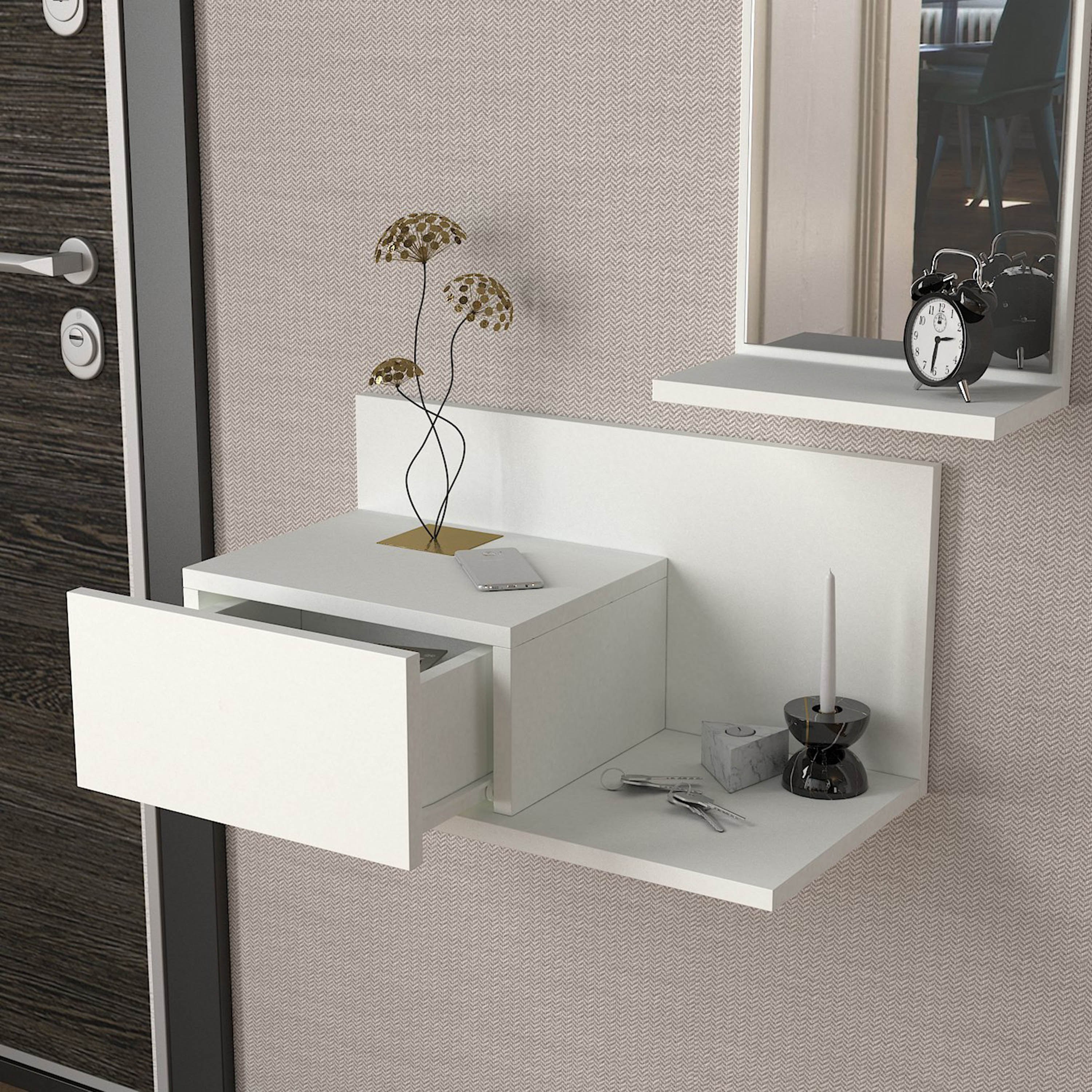 تسريحة تُثبت على الحائط بدرج ومرآة من مودوليكس دراكس-hbxbedroom-dressersandchests-dressersandmirrors-image-2