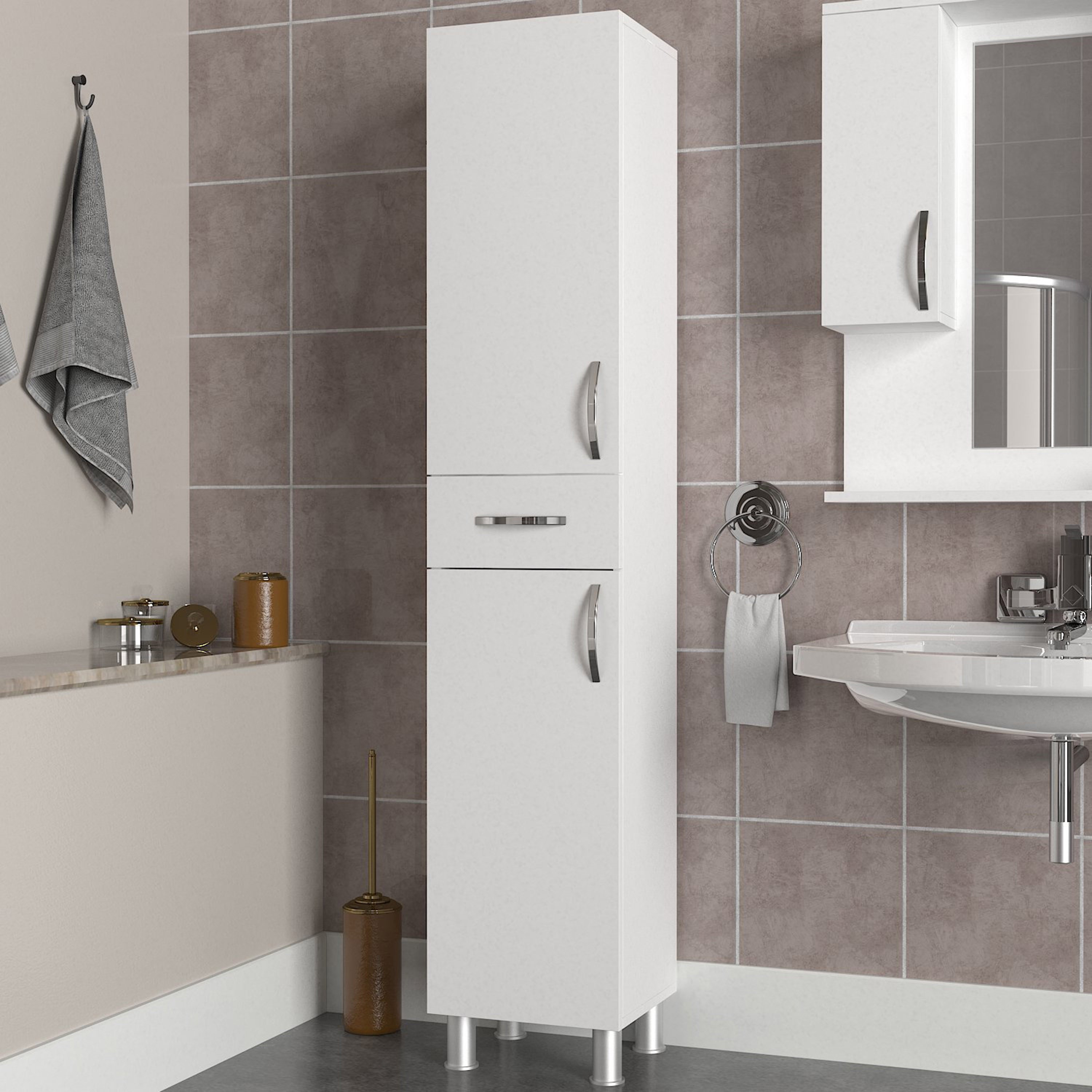 خزانة للحمّام ببابين ودرج من مودوليكس سيلين-hbxdecorandfurnishings-bathroomaccessories-bathroomstorage-image-1