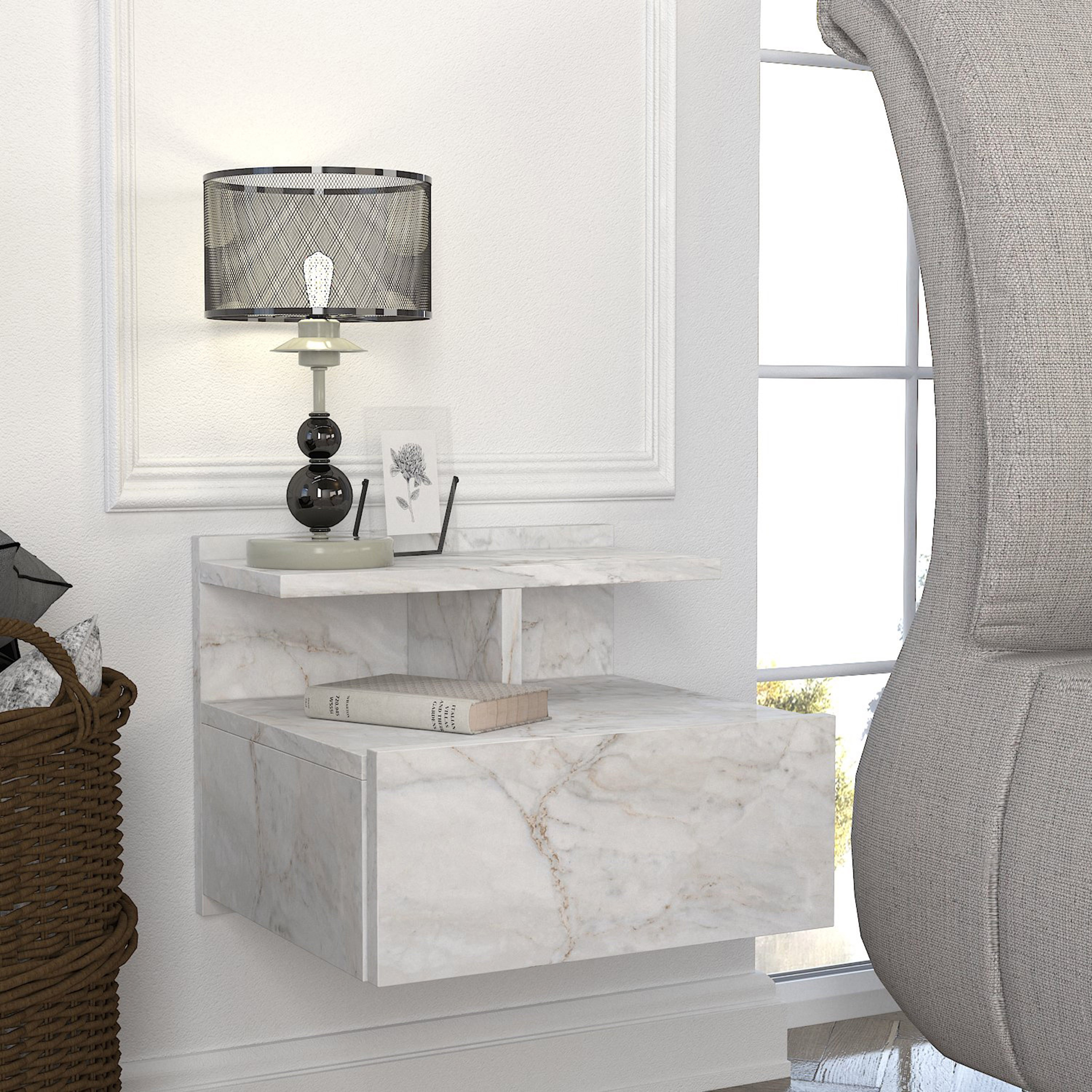 Modulix Cesna Wall Mounted Nightstand Side Table-hbxbedroom-nightstands-image-1