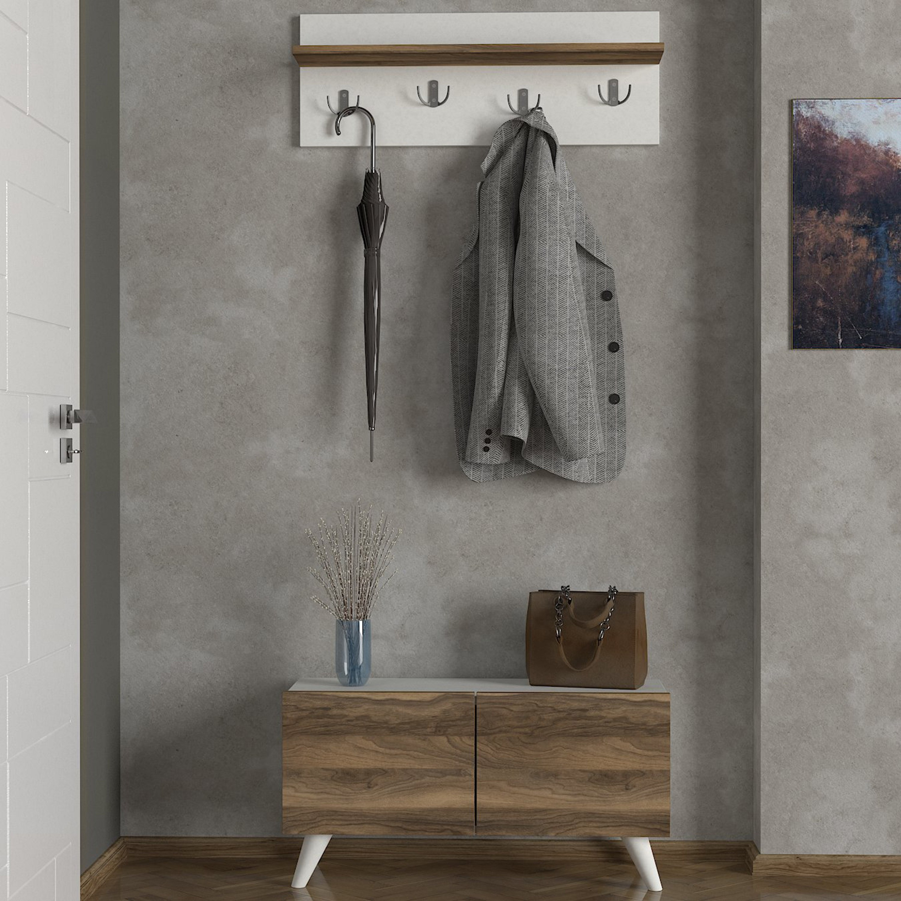 خزانة بابين مع رفوف معاطف تُثبت على الحائط من مودوليكس لورس-hbxdecorandfurnishings-bathroomaccessories-bathroomstorage-image-1