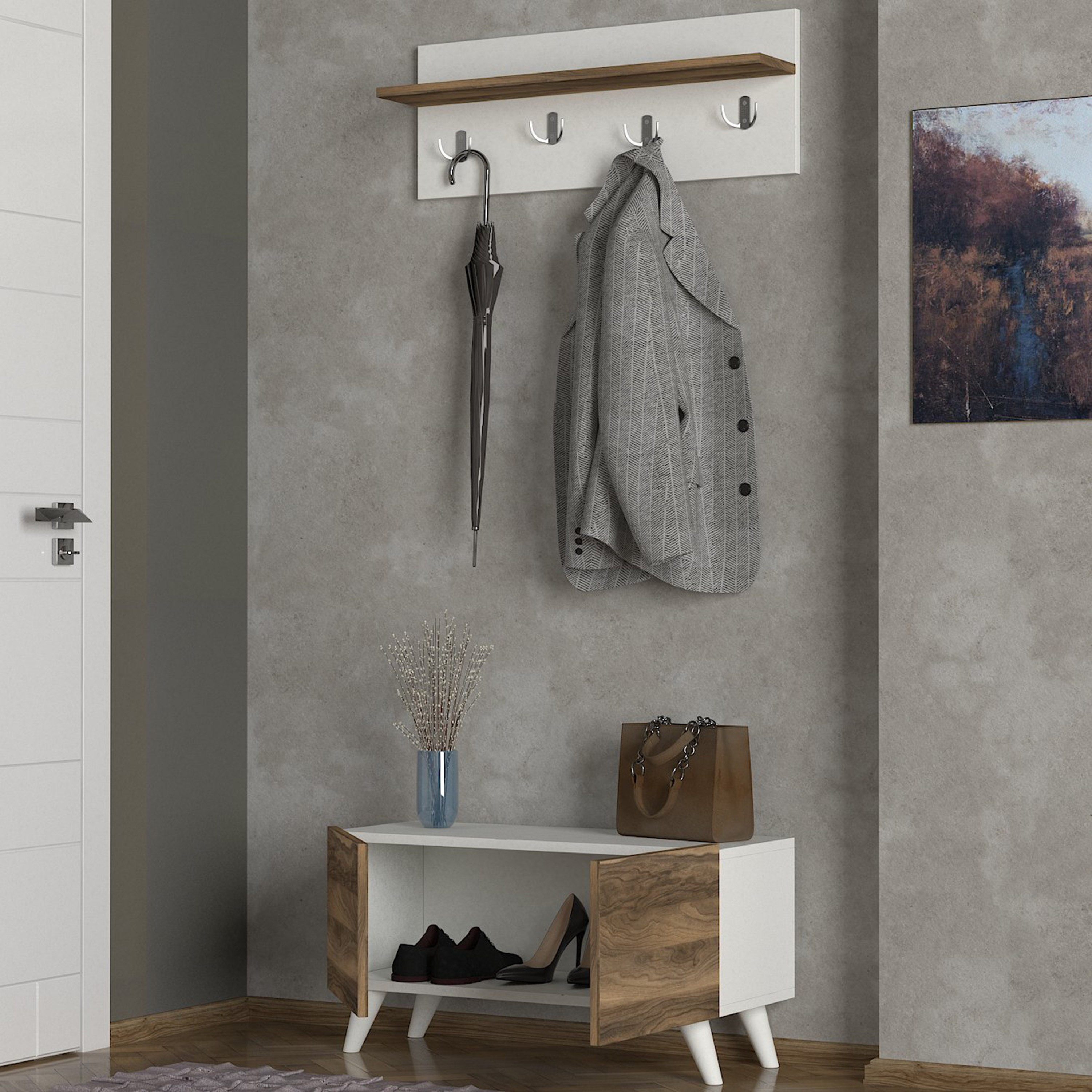 خزانة بابين مع رفوف معاطف تُثبت على الحائط من مودوليكس لورس-hbxdecorandfurnishings-bathroomaccessories-bathroomstorage-image-2