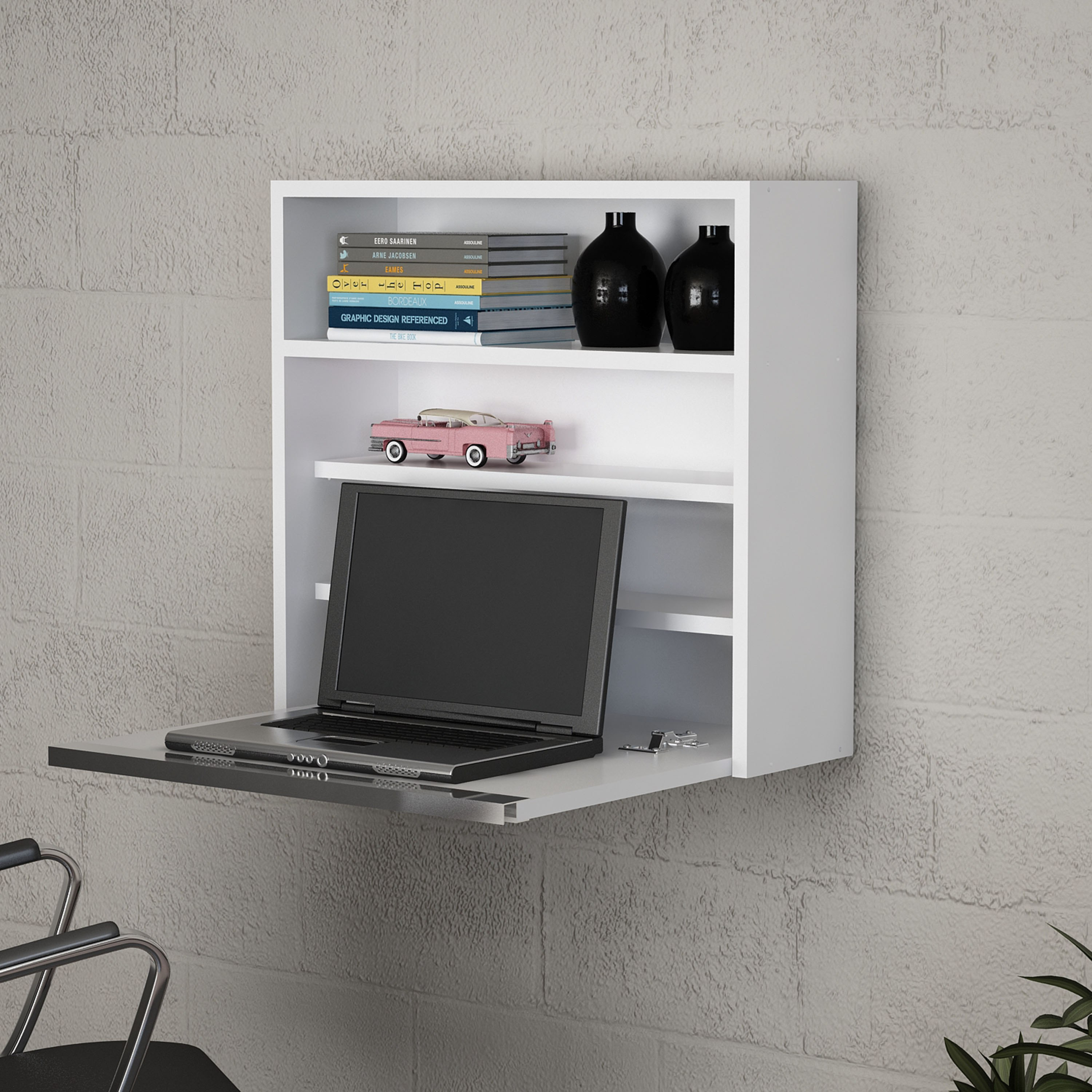 مكتب لابتوب بتصميم مكعب وأرفف يُثبت على الحائط من مودوليكس كيوسك-hbxfurniture-office-desks-image-1