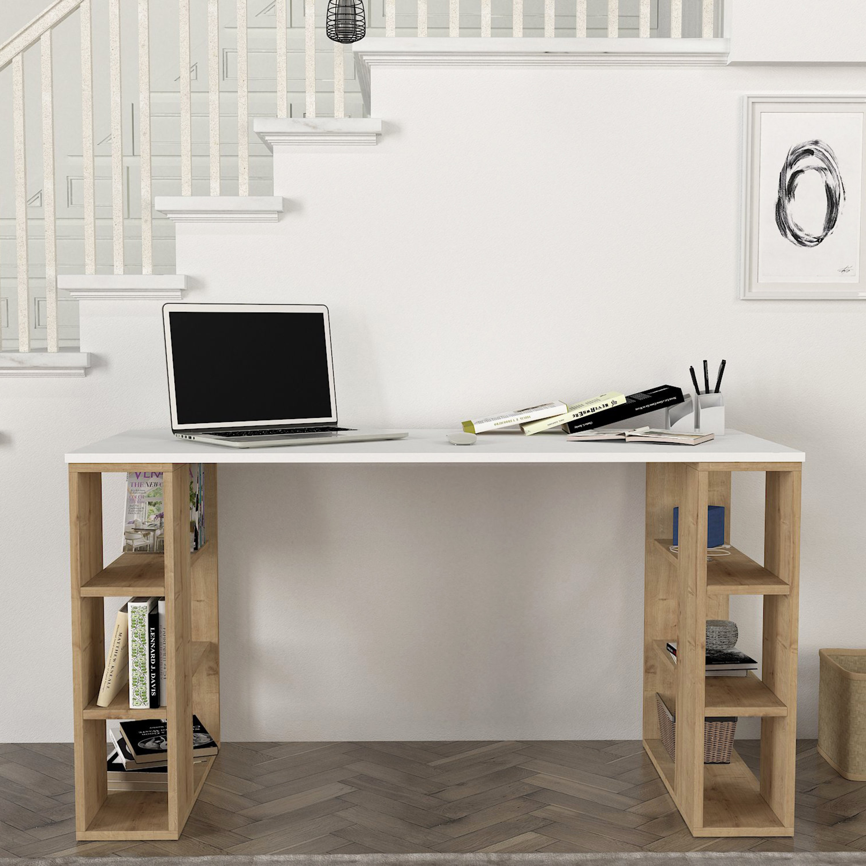 مكتب دراسة مع خزانة كتب من مودوليكس ليوناردو-hbxfurniture-office-desks-image-1