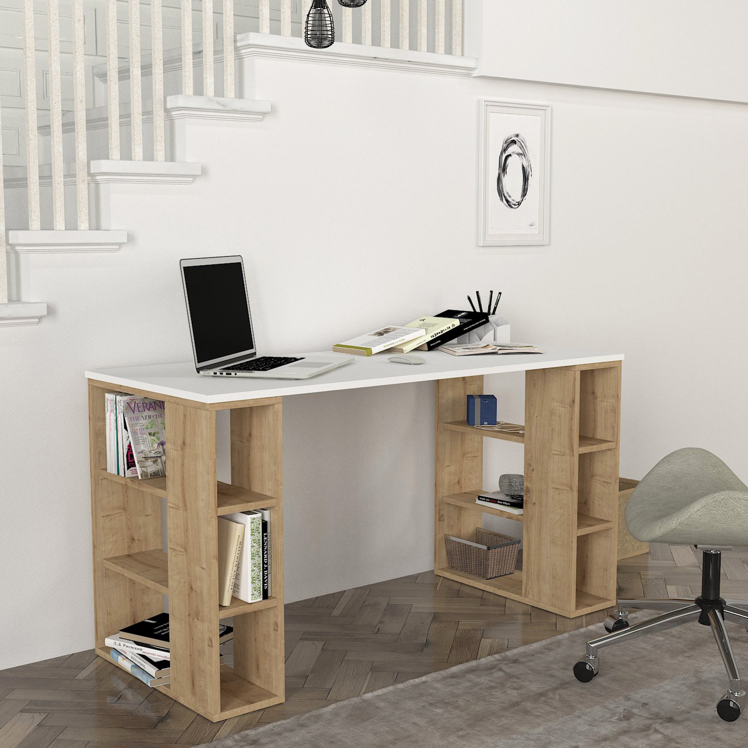 مكتب دراسة مع خزانة كتب من مودوليكس ليوناردو-hbxfurniture-office-desks-image-2
