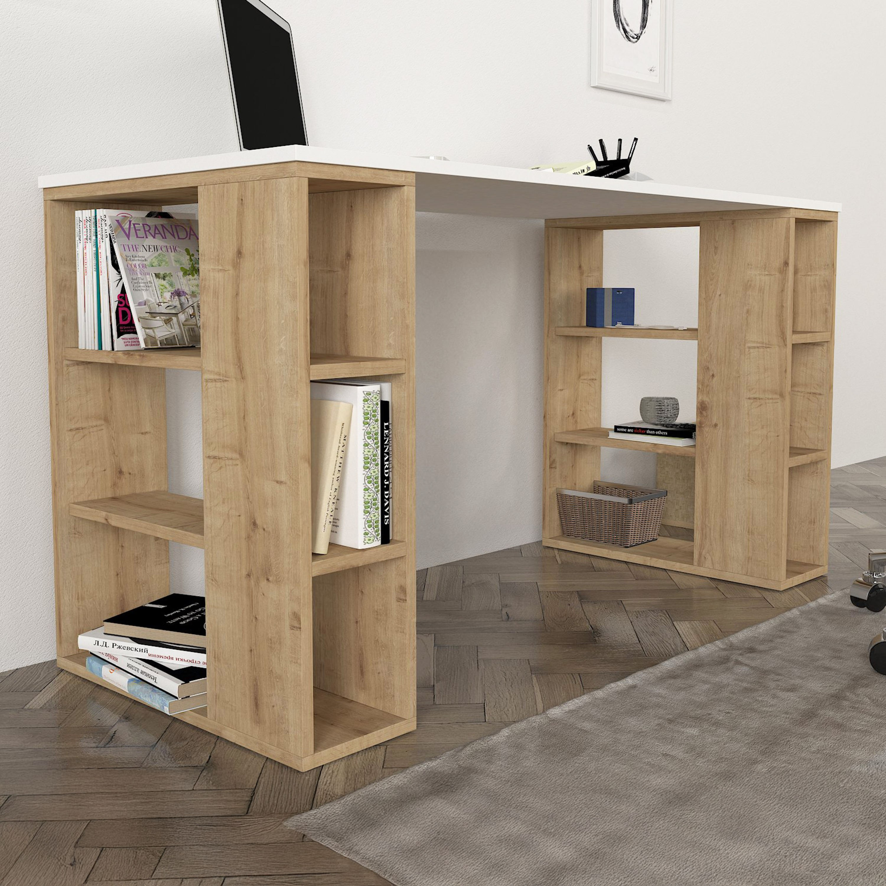 مكتب دراسة مع خزانة كتب من مودوليكس ليوناردو-hbxfurniture-office-desks-image-3