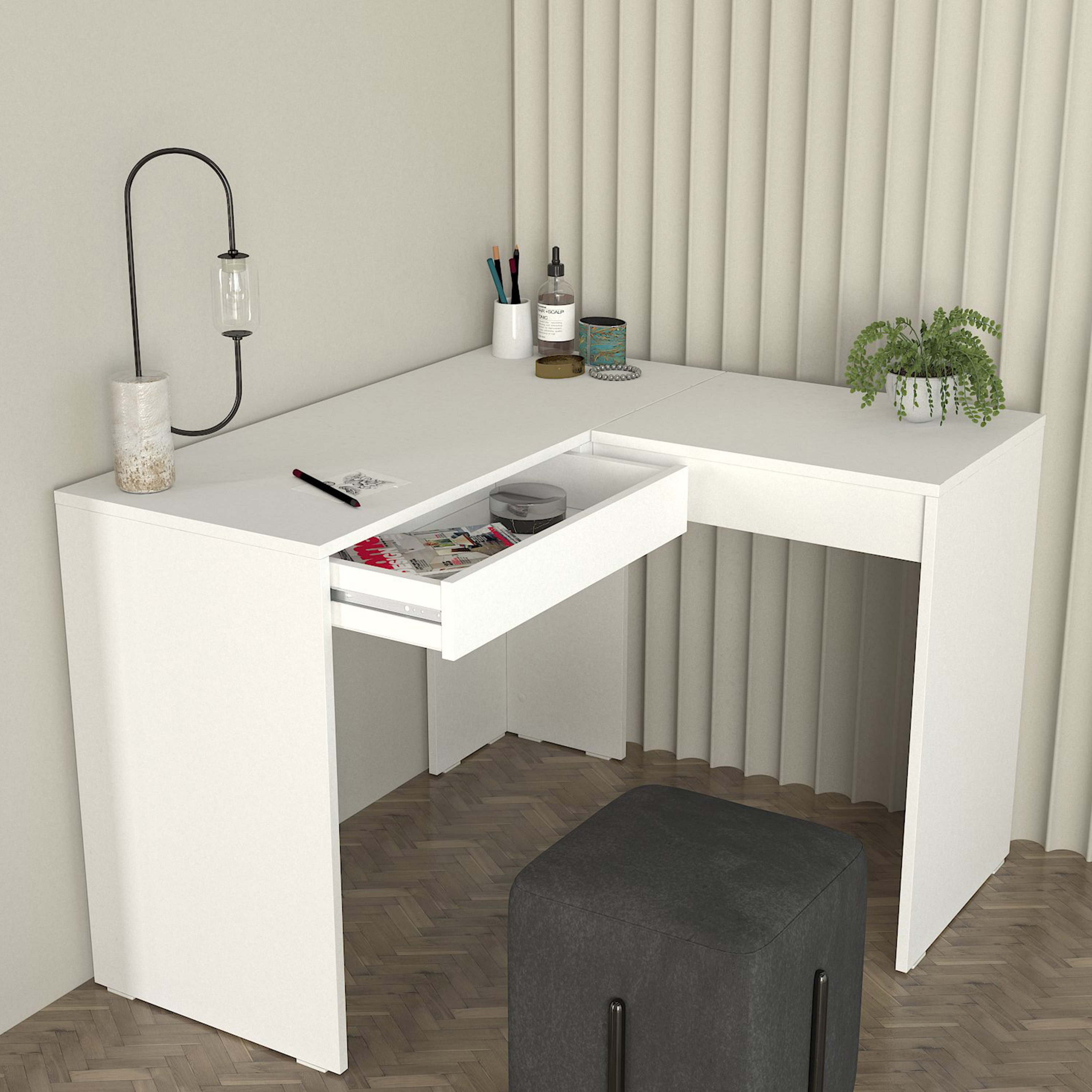 Modulix Column Vanity Make Up Table with Mirror-hbxfurniture-bedroom-dressersandmirrors-image-2