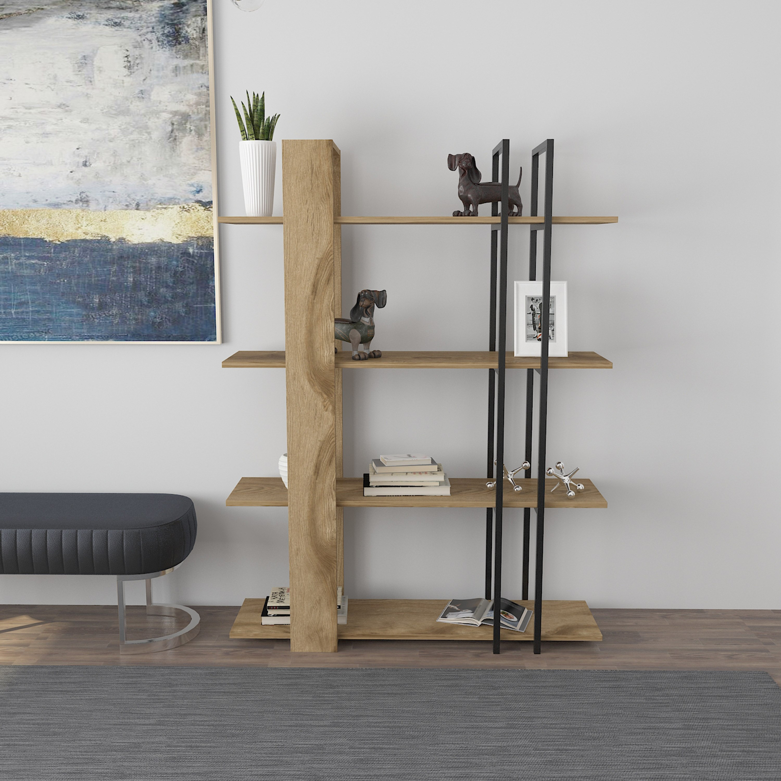 Modulix Alfa 4-Tier Bookcase Display Unit-hbxfurniture-office-bookcases-image-1
