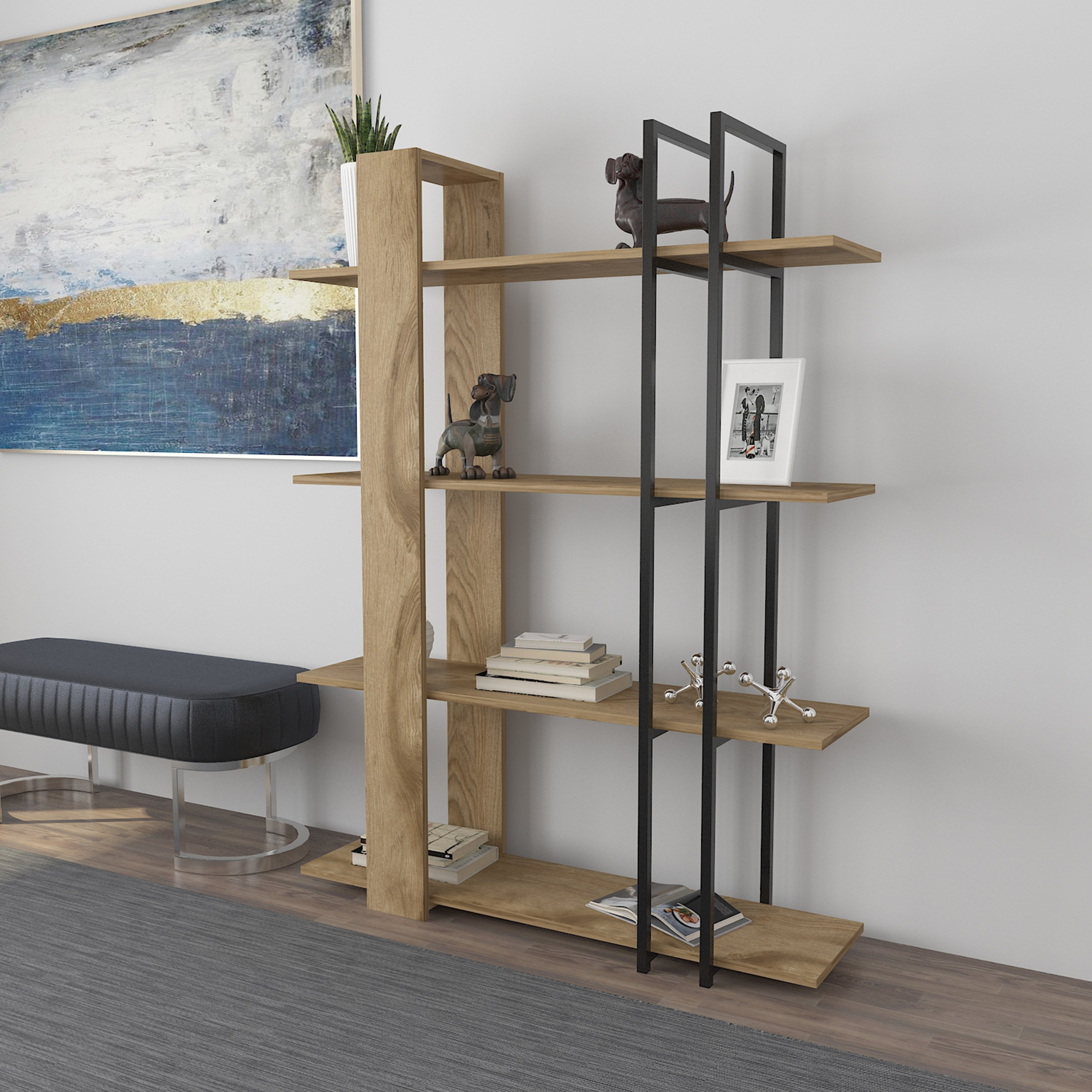 Modulix Alfa 4-Tier Bookcase Display Unit-hbxfurniture-office-bookcases-image-2