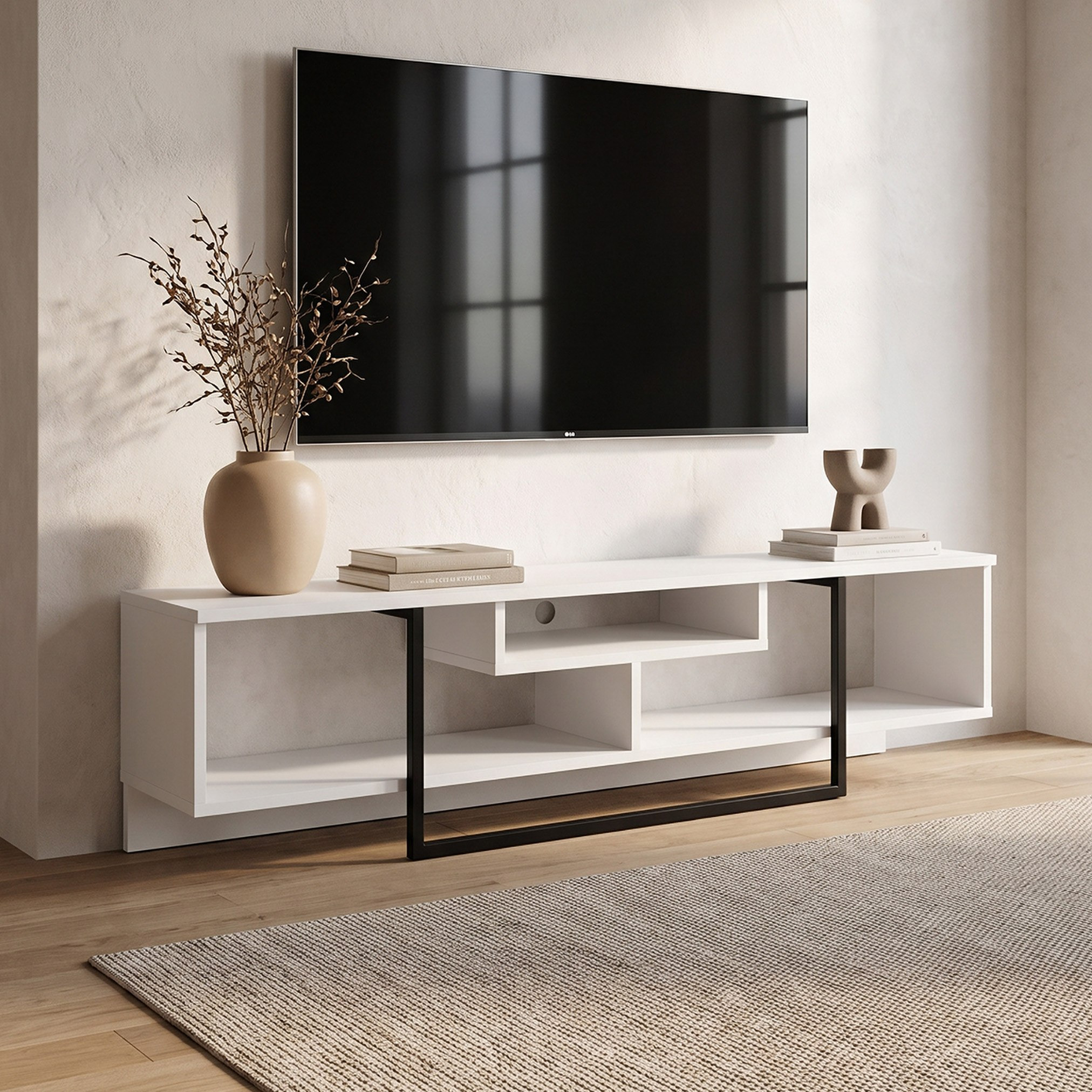 Modulix Dale 1.5 Metre Large TV Unit for TVs up to 65 inches-hbxlivingroom-mediaunitsandstorage-tvunits-image-1