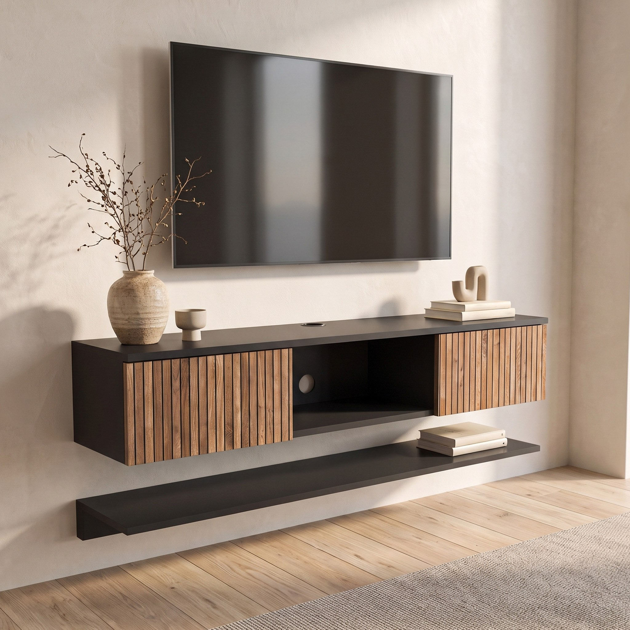 Box Storage Tv Unit Buy Modulix Faddy 1.4 Metre Wall Mounted TV Unit with Shelf for TVs up ...