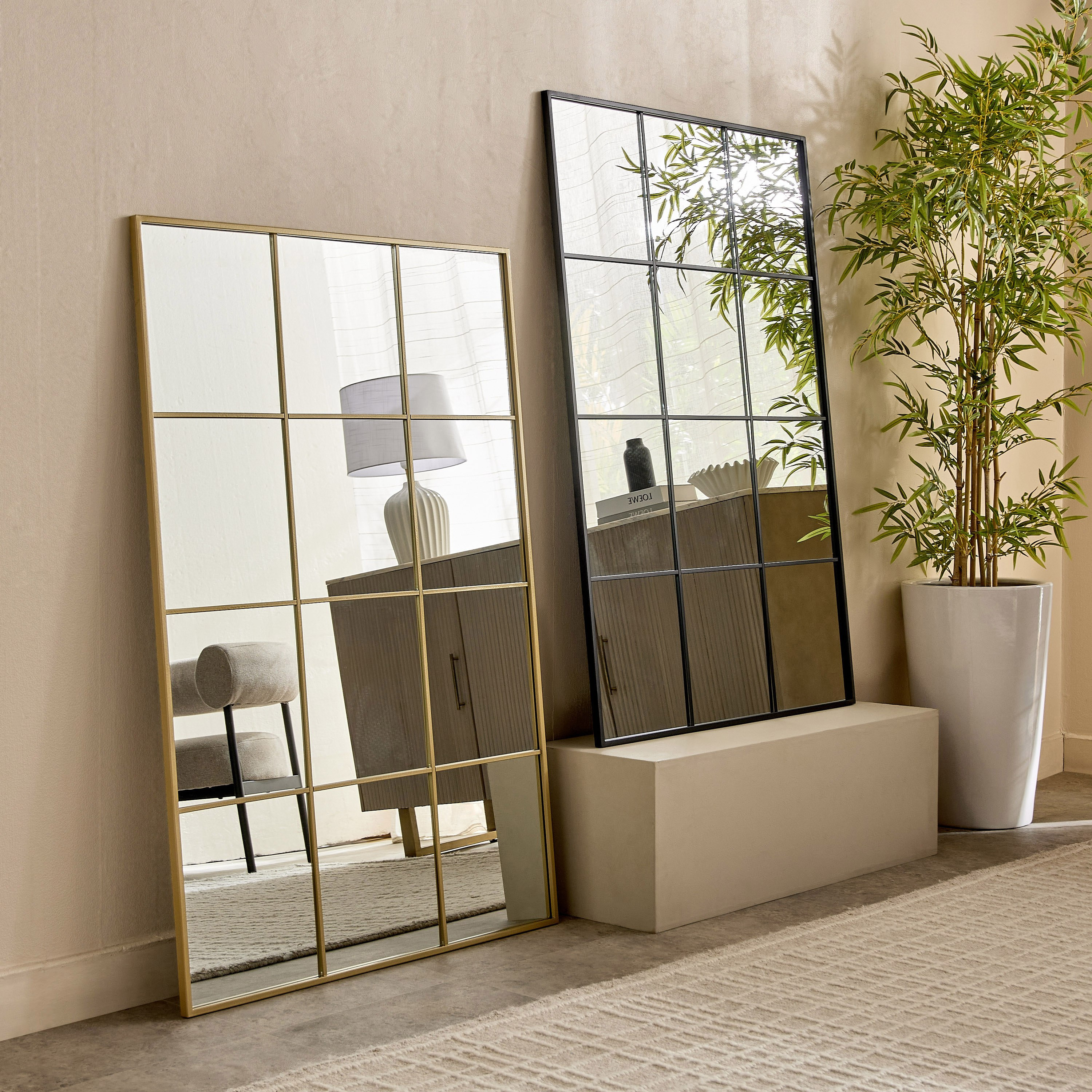 مرآة مقاس كامل معدن بتصميم نافذة داميانو من ريدا - 80x120-hbxhomeware-hbxdecorandfurnishings-image-4
