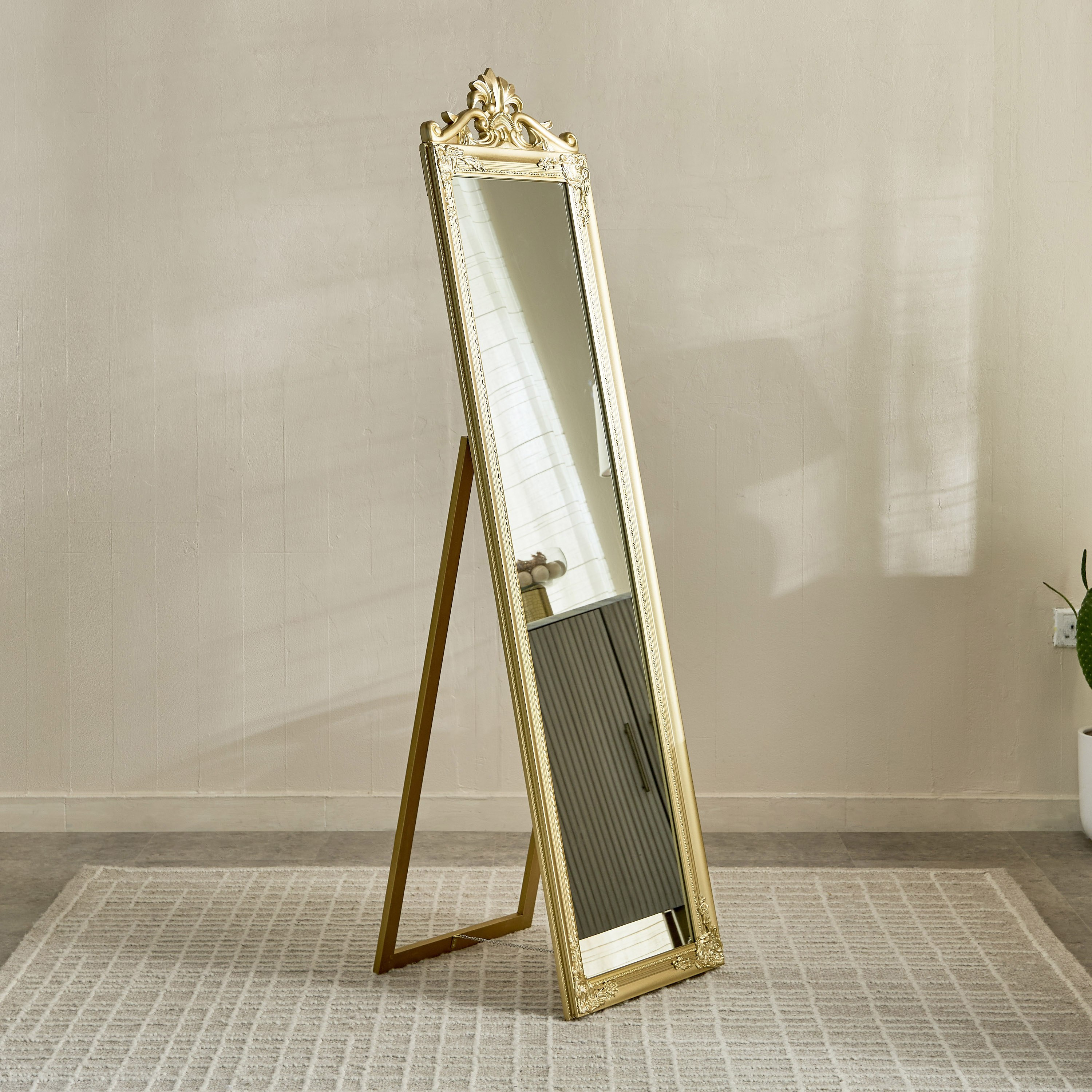Reda Damiano Wooden Frame Floor Mirror with Resin Head and Stand - 45x170 cm-PROMO_HB_AE_B1G1_250925-image-1