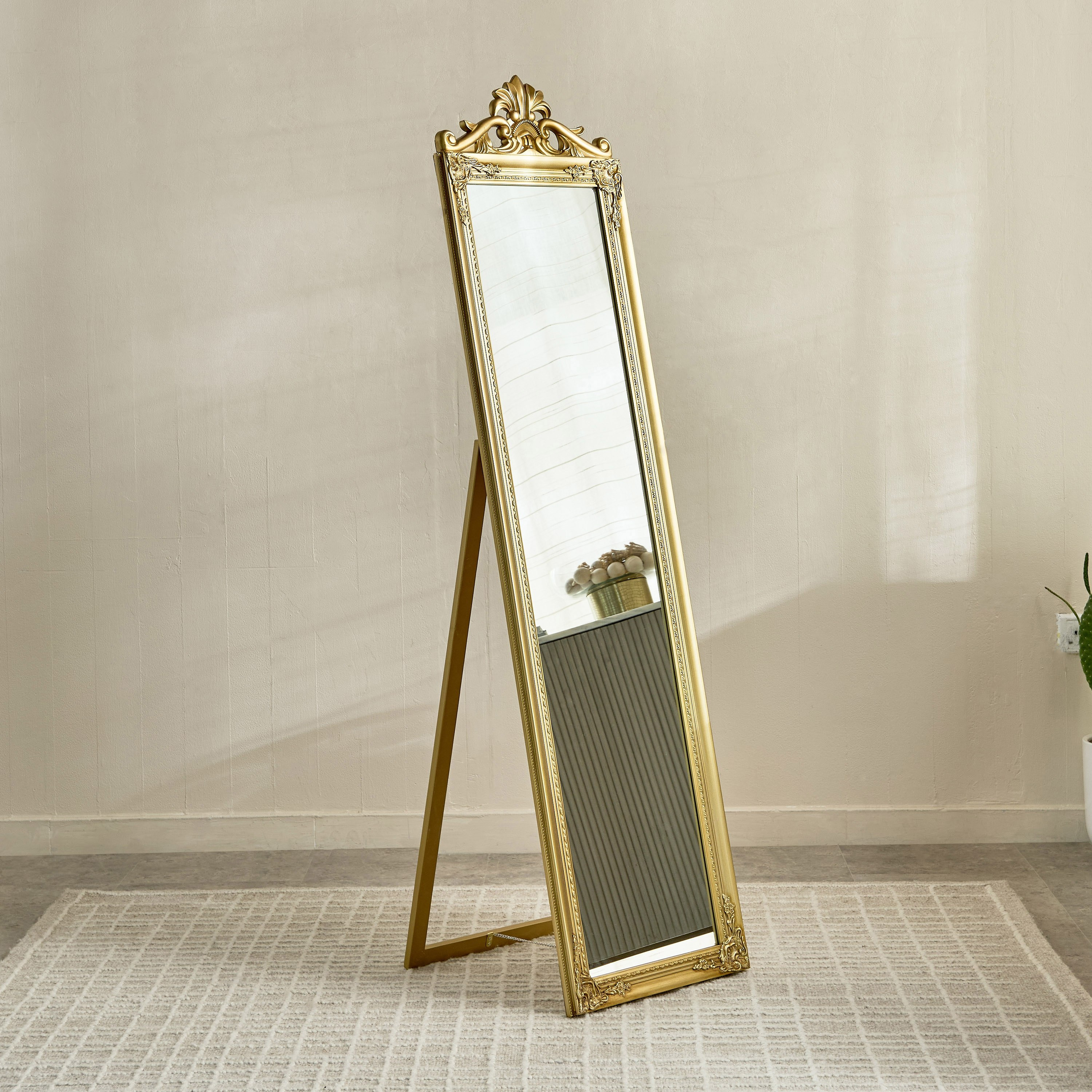 Reda Damiano Wooden Frame Floor Mirror with Resin Head and Stand - 45x170 cm-PROMO_HB_AE_B1G1_250925-image-1