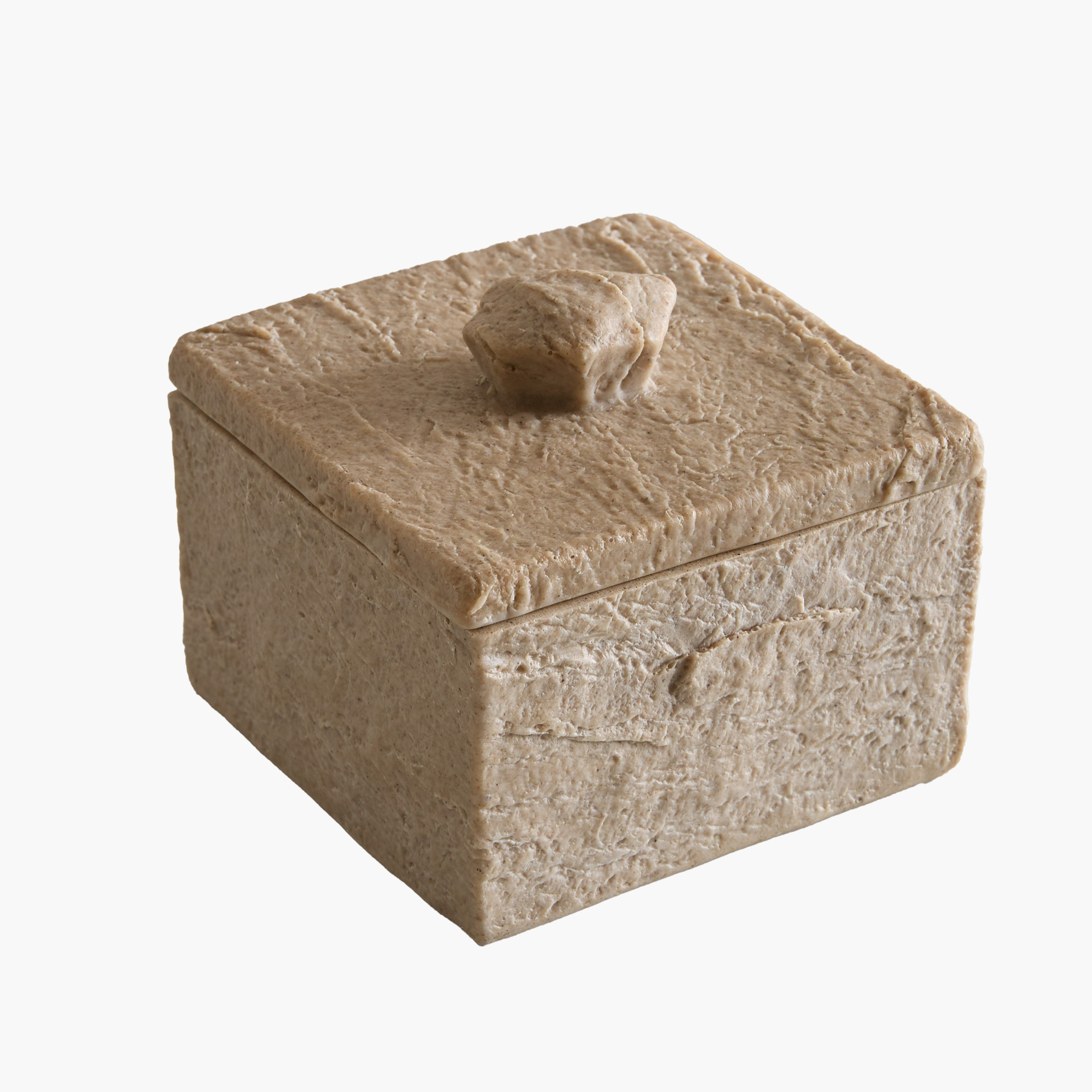 Canto Luxe Travertine Finish Polyresin Decorative Box - 12x12x8 cm-hbxhomeware-homedecor-figurinesandornaments-image-5