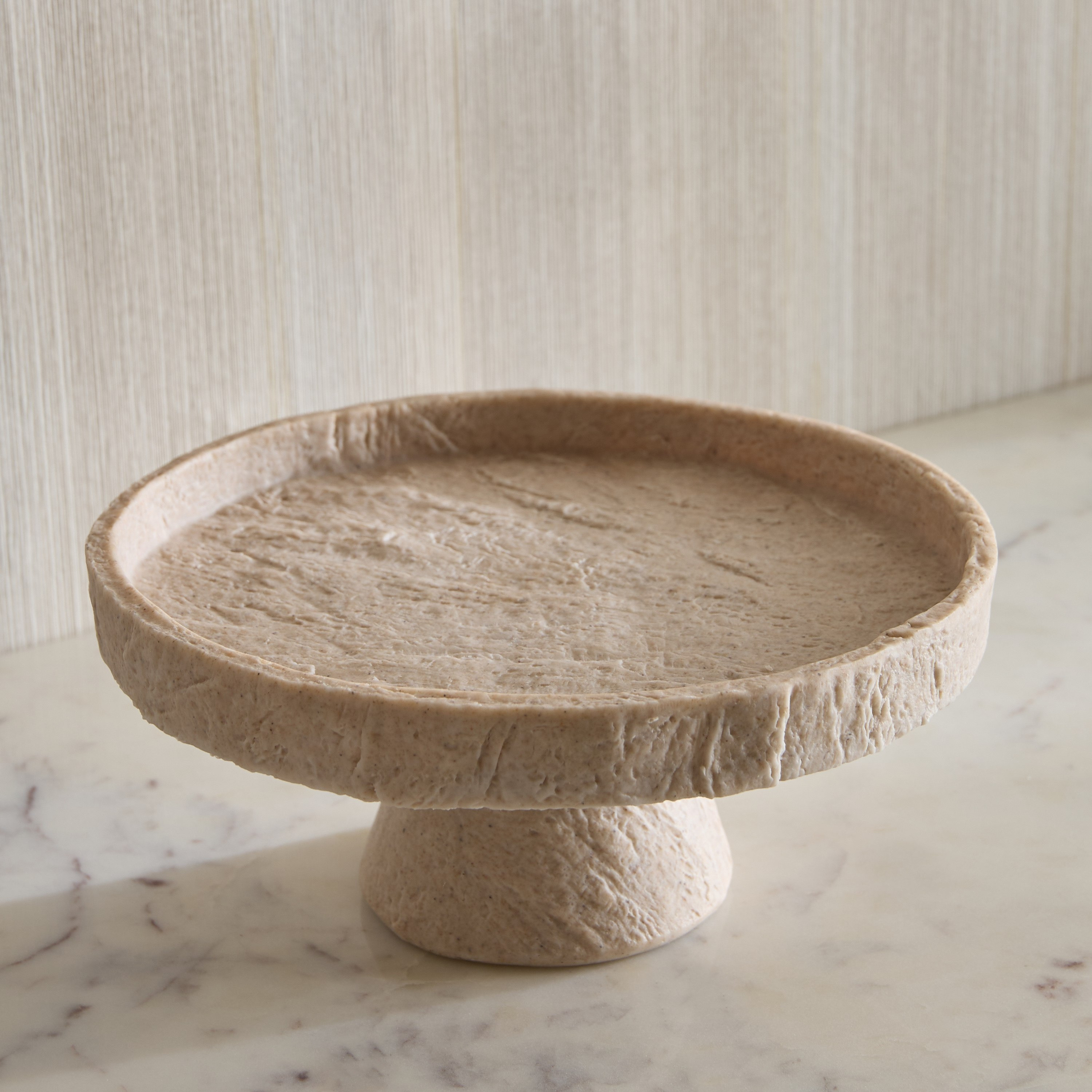Canto-Luxe Travetine Finish Polyresin Decorative Footed Stool - 20x20x8.5 cm-hbxhomeware-hbxdecorandfurnishings-image-2