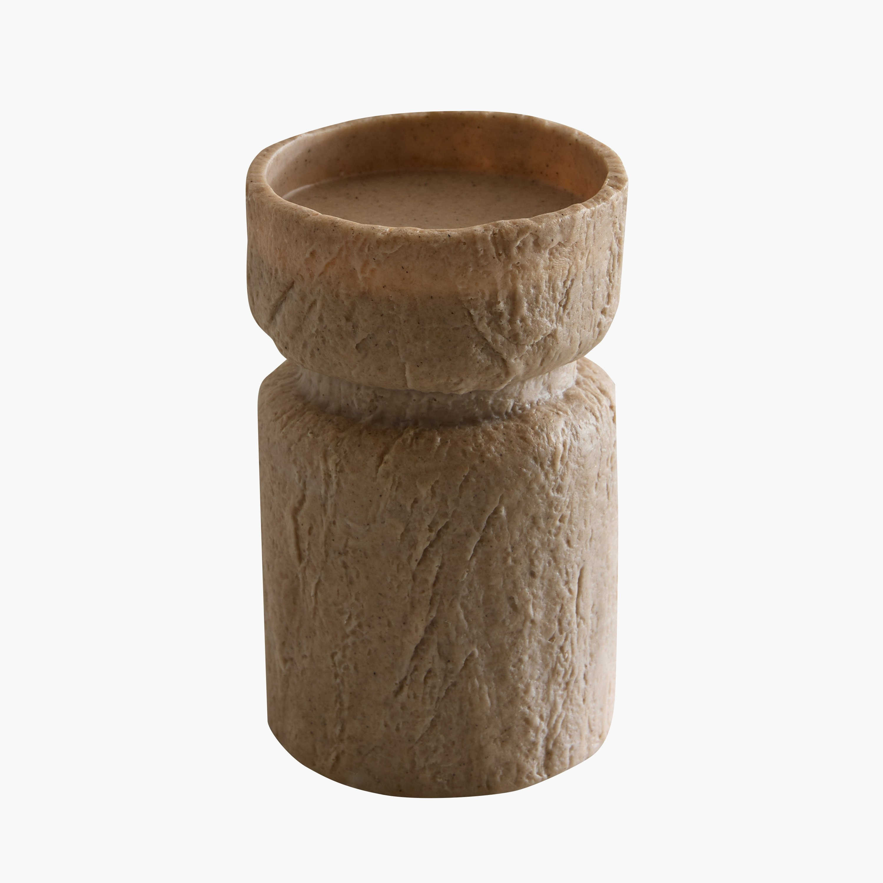 حامل شموع طويلة بوليريسين بتشطيب ترافرتين من كانتو لوكس - 9x9x15 سم-hbxlivingroom-decorandaccessories-candleholders-image-6