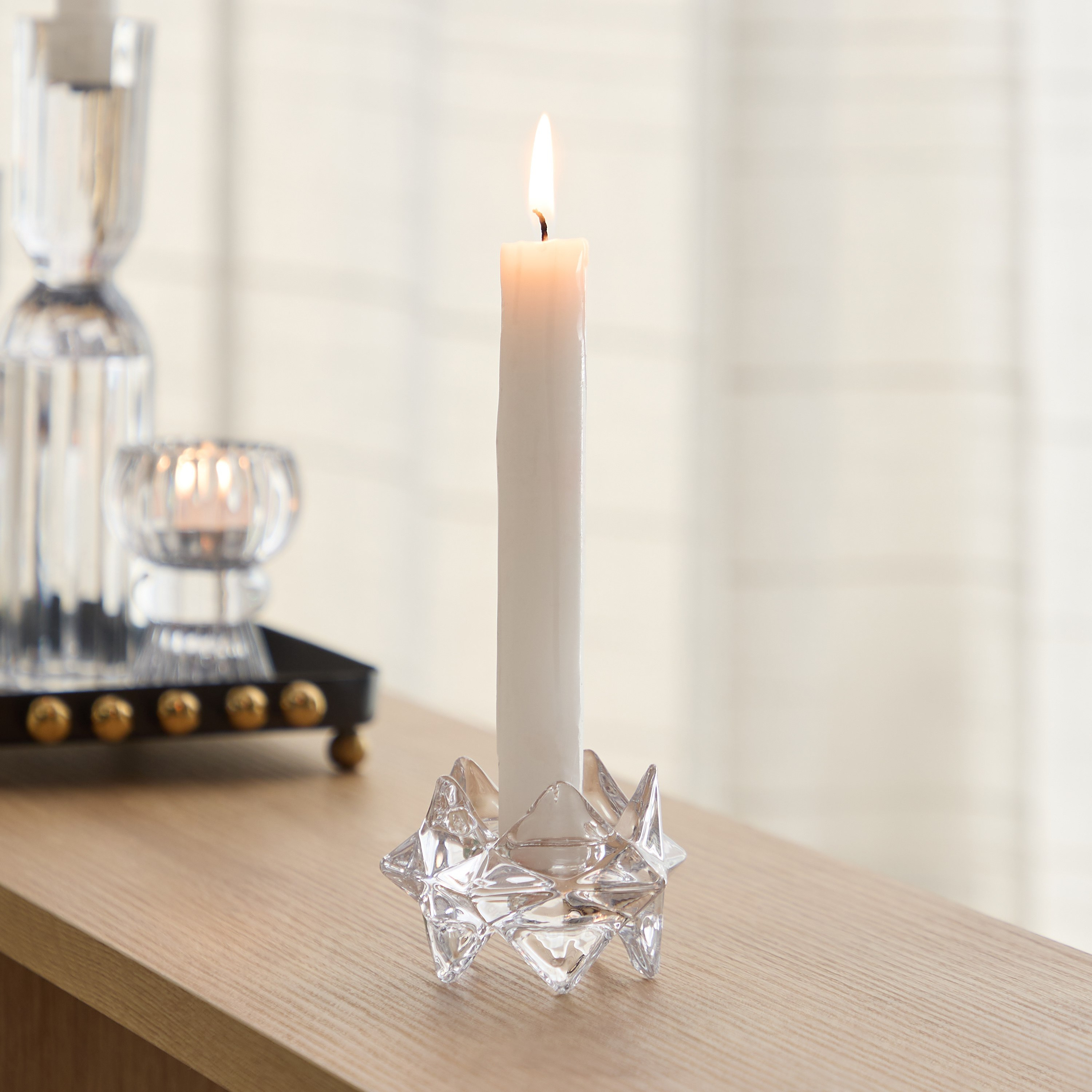 حامل شموع كريستالي زجاجي ثقيل من تمارا - 7×5 سم-hbxlivingroom-decorandaccessories-candleholders-image-1