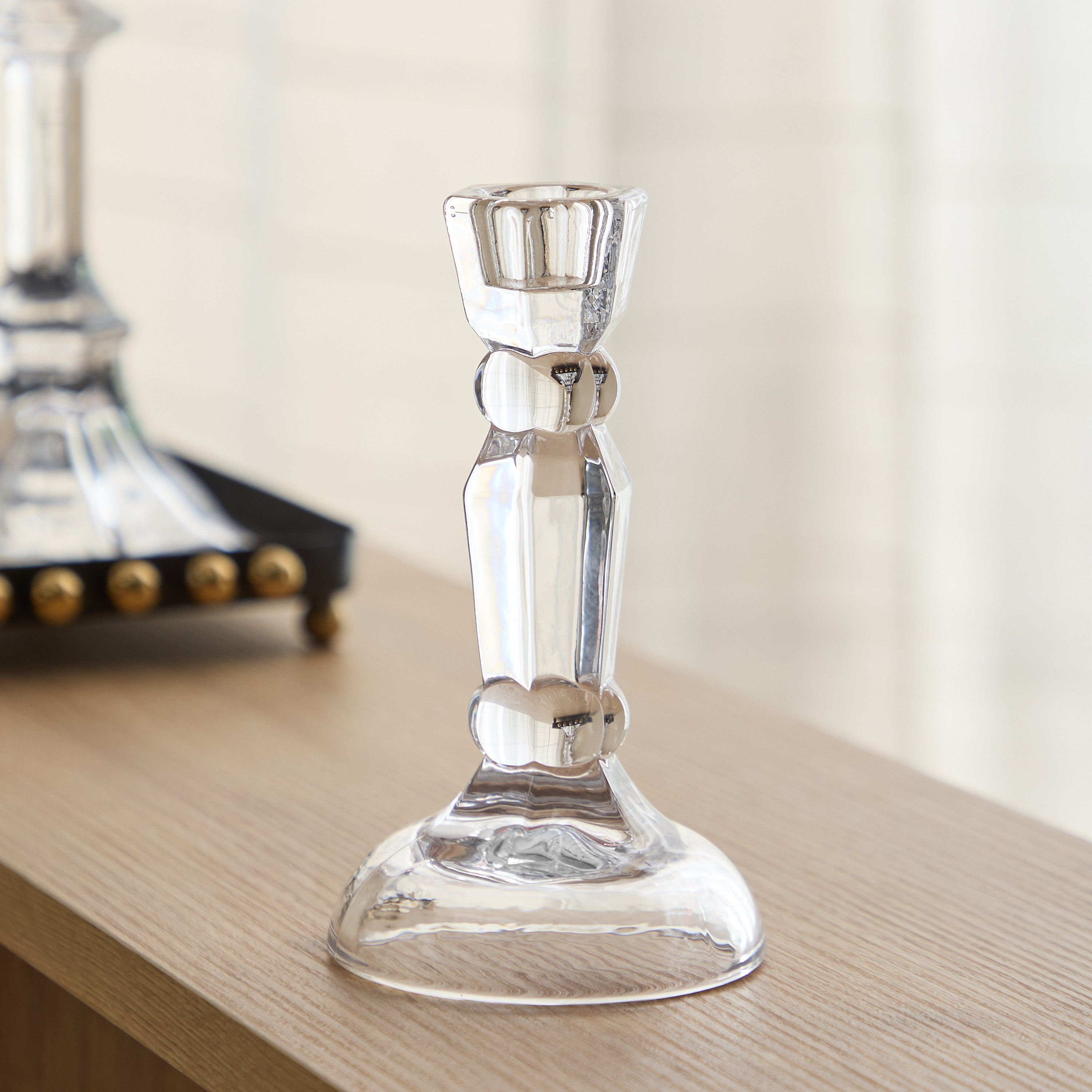 Tamara Heavy Glass Crystalline Clear Large Candleholder - 8.5x15 cm-hbxlivingroom-decorandaccessories-candleholders-image-2